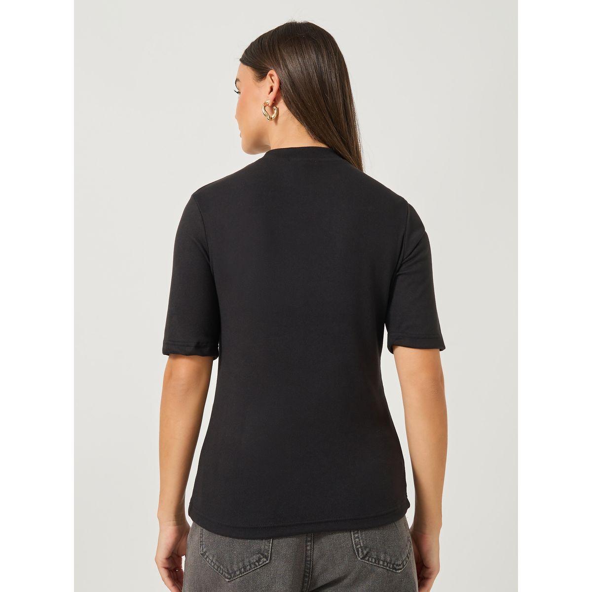 Styli Solid Regular Fit Round Neck T-Shirt-women-clothing-tshirts-image-5