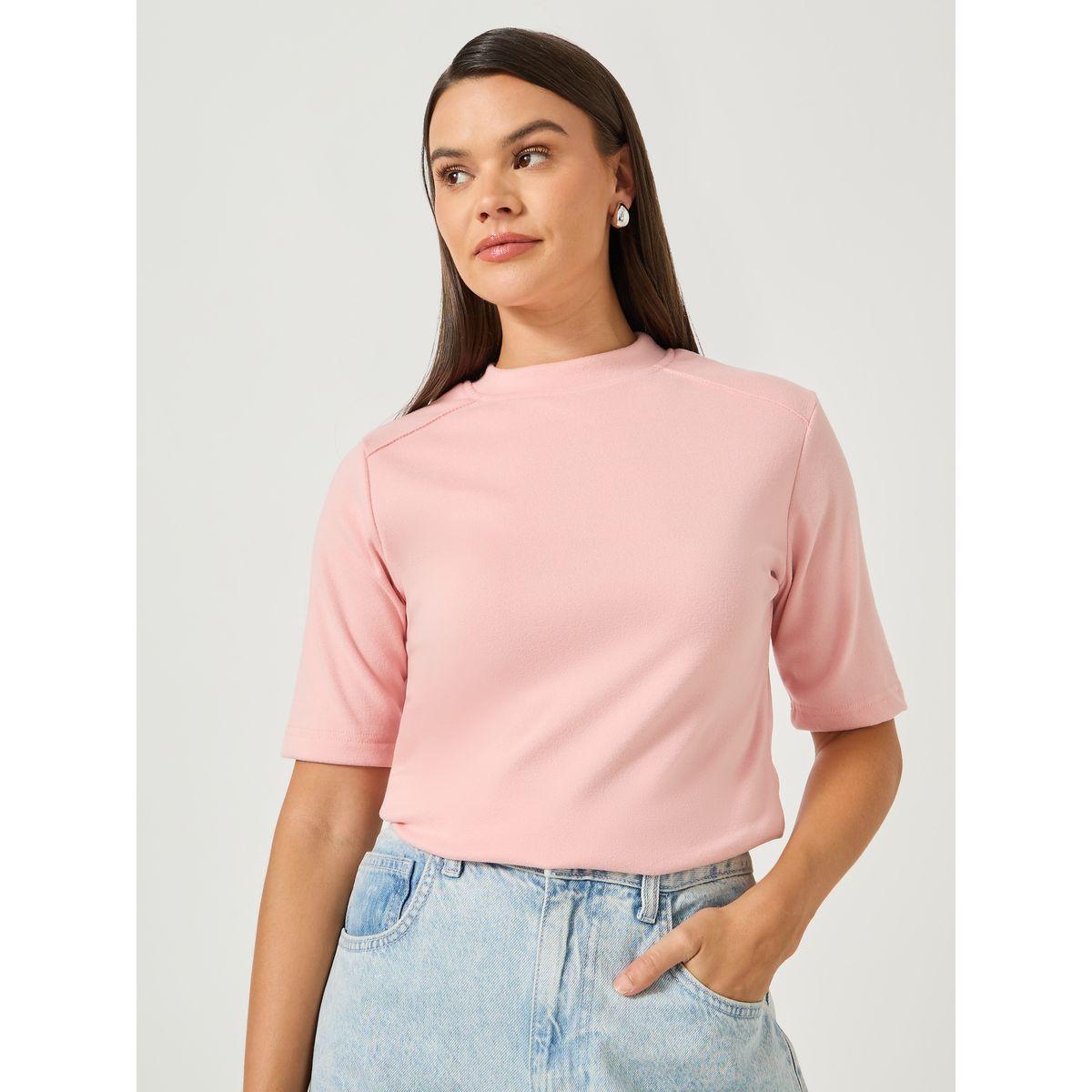 Styli Solid Regular Fit Round Neck T-Shirt-women-clothing-tshirts-image-1