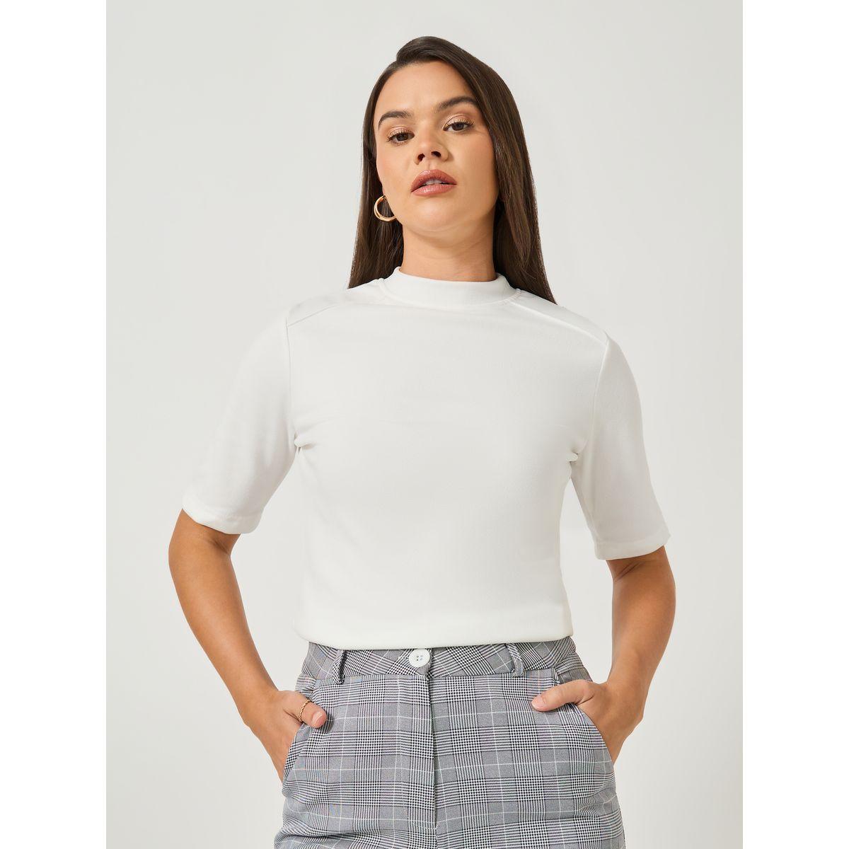 Styli Solid Regular Fit Round Neck T-Shirt-women-clothing-tshirts-image-1
