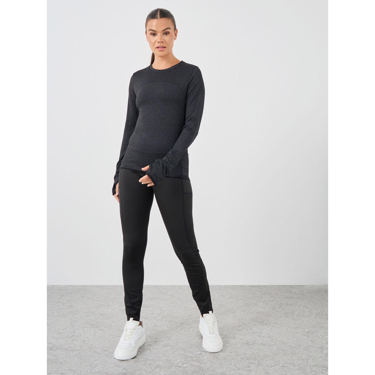 بلوزة ميلانج بياقة دائرية وفتحة اصبع ابهام-sports-women-clothing-coatsandjackets-jackets-image-2