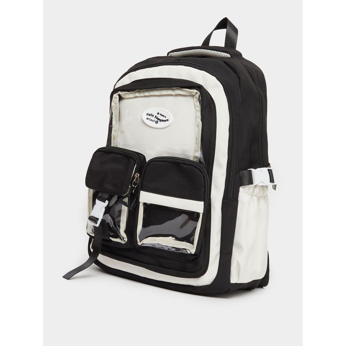 شنطة ظهر بنمط كتل الالوان وجيوب خارجية-women-bagsandwallets-backpacks-image-1