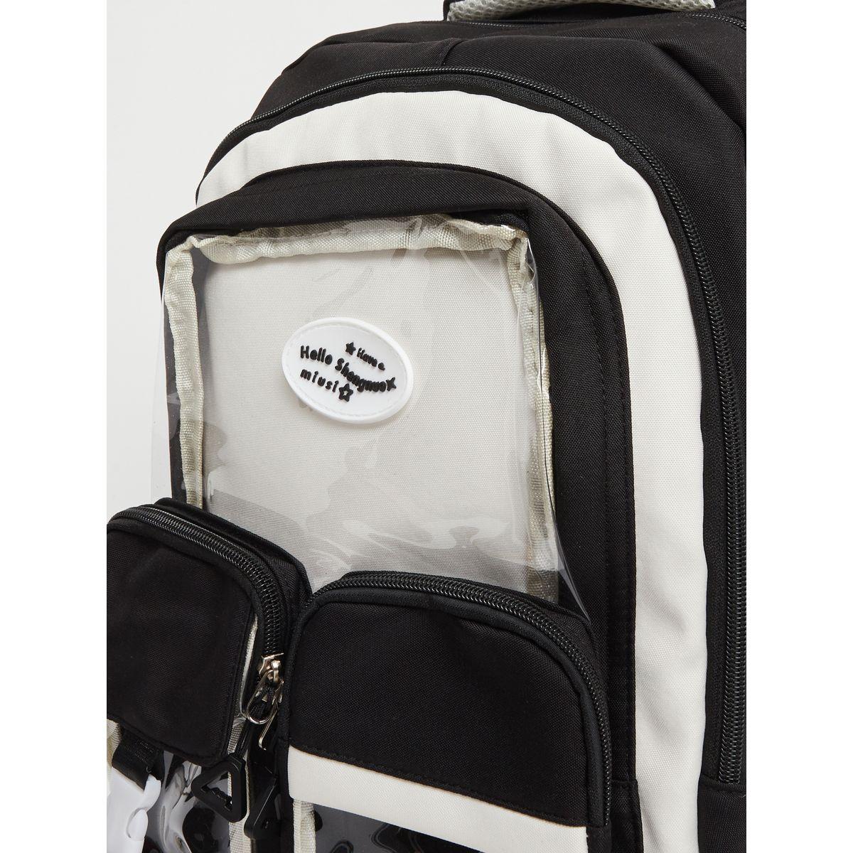 Styli Color Block Backpack with Transparent External Pockets-women-bagsandwallets-backpacks-image-3