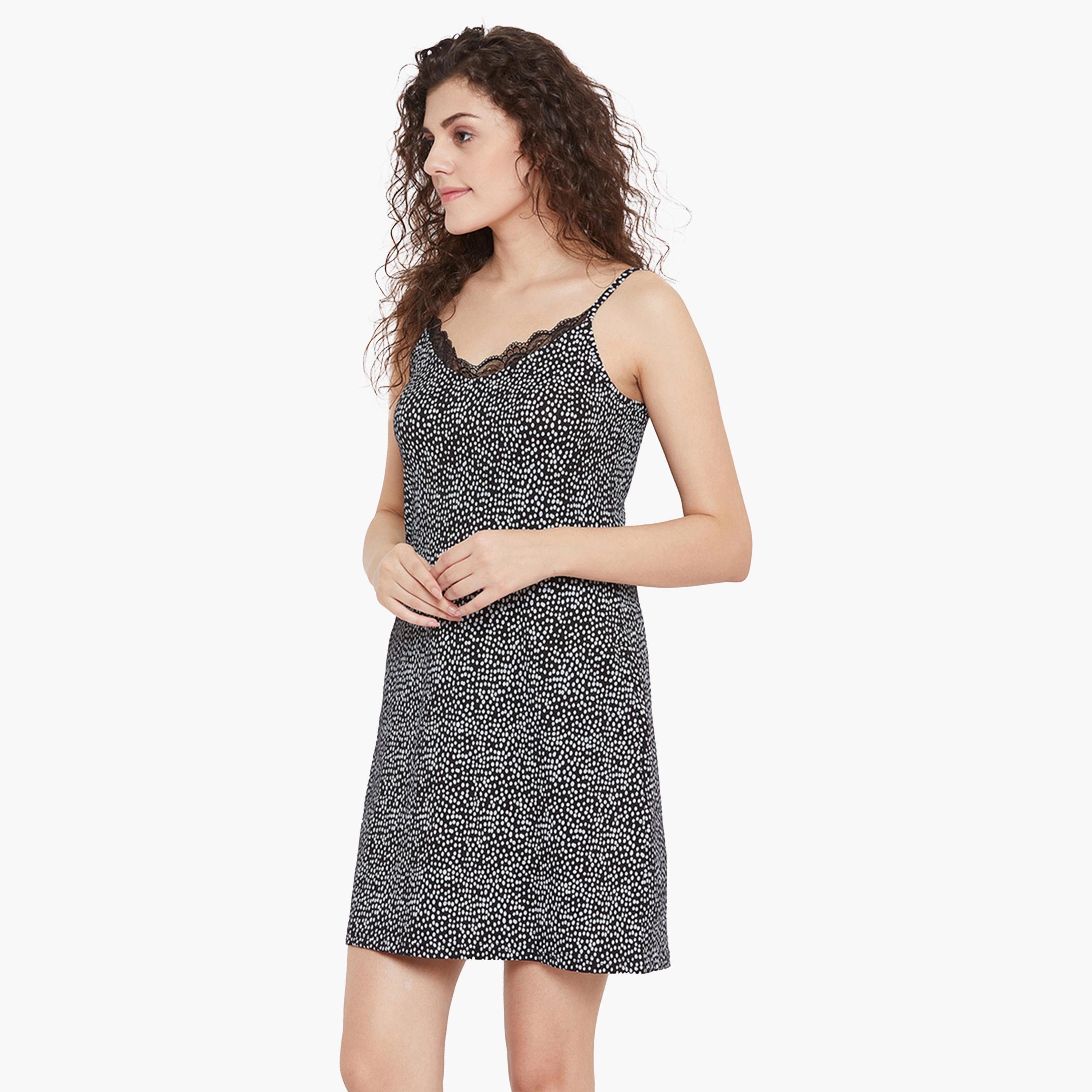 كولفيا × ستايلي - قميص نوم نسائي أسود منقط بدون أكمام-women-clothing-nightwear-nighties-image-3