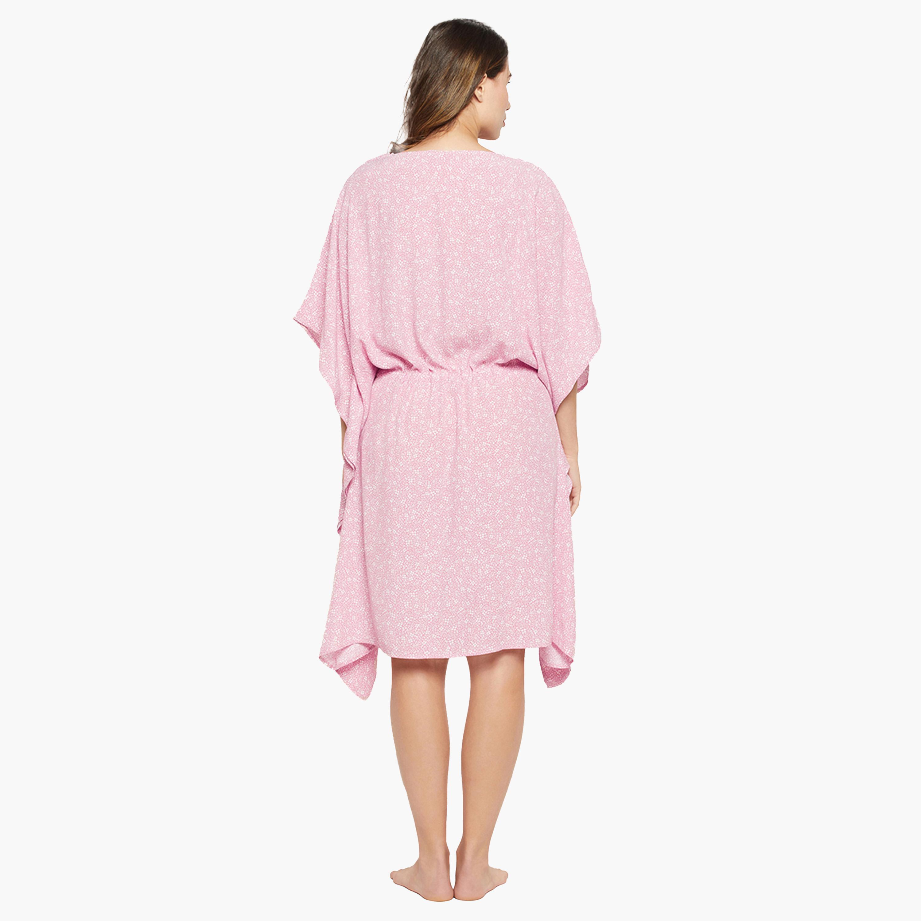 كولفيا × ستايلي - قميص نوم قفطان مورد بأكمام ثلاثة أرباع - وردي-women-clothing-nightwear-nighties-image-6