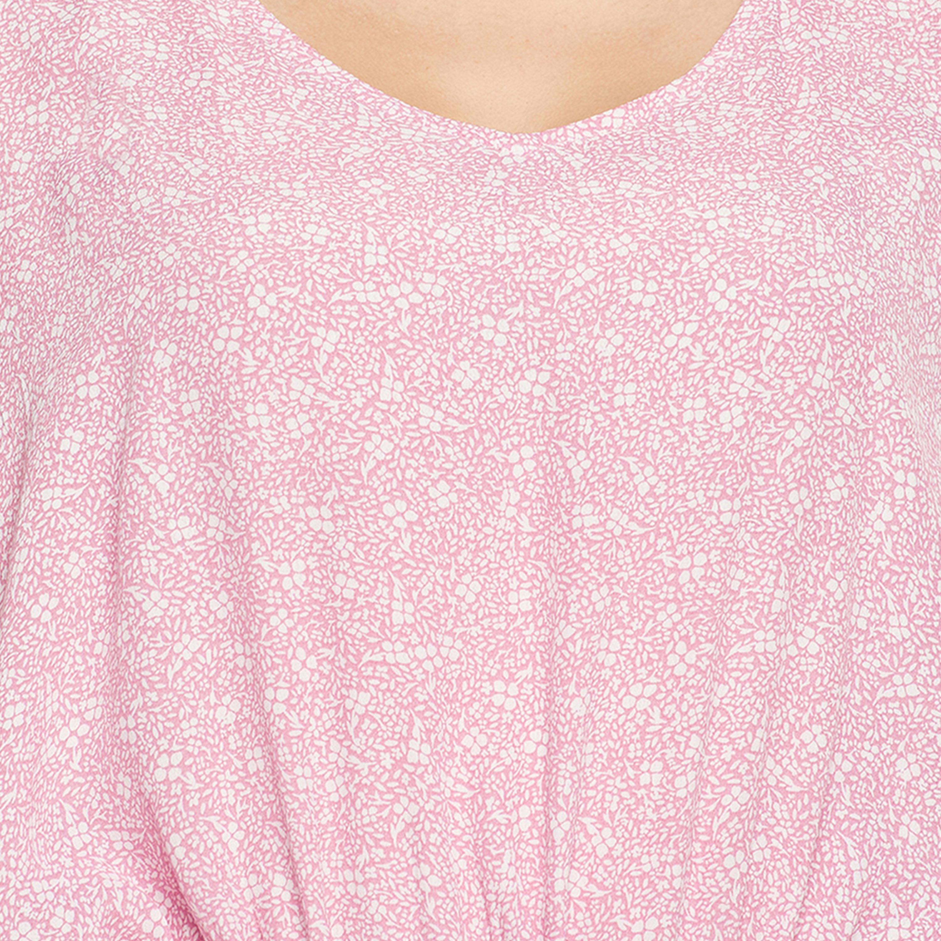 Clovia X Styli Women Pink 3/4 Sleeve Floral Print Kaftan Nightdress-women-clothing-nightwear-nighties-image-7