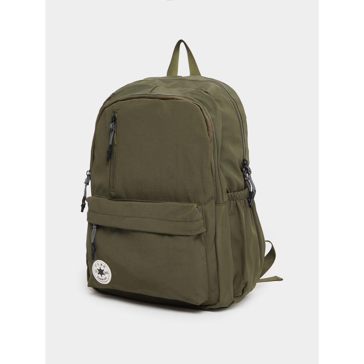 Styli Solid Patch Detail Backpack with Zip Closure-women-bagsandwallets-backpacks-image-1