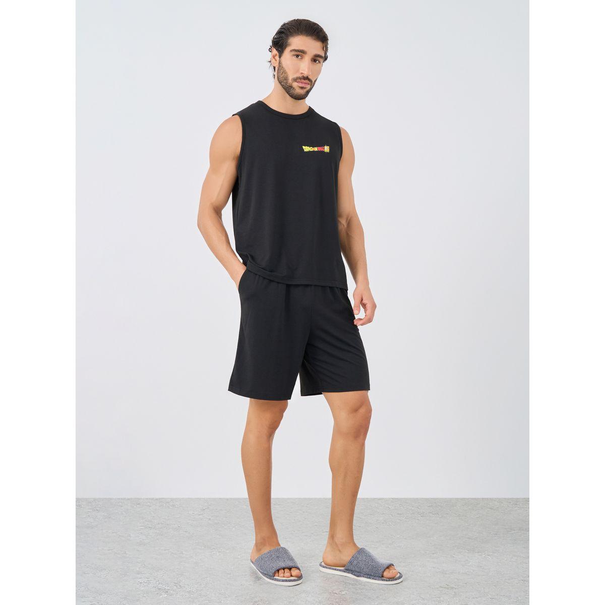 طقم من شورت بيجاما وتيشيرت تانك بطبعة كتابة-men-clothing-nightwear-sets-image-2