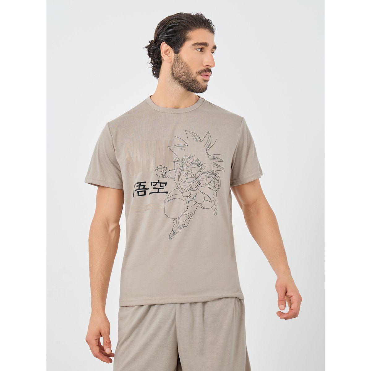 Styli Dragon Ball Graphic Print Short Sleeve T-Shirt and Shorts Set-men-clothing-nightwear-sets-image-2