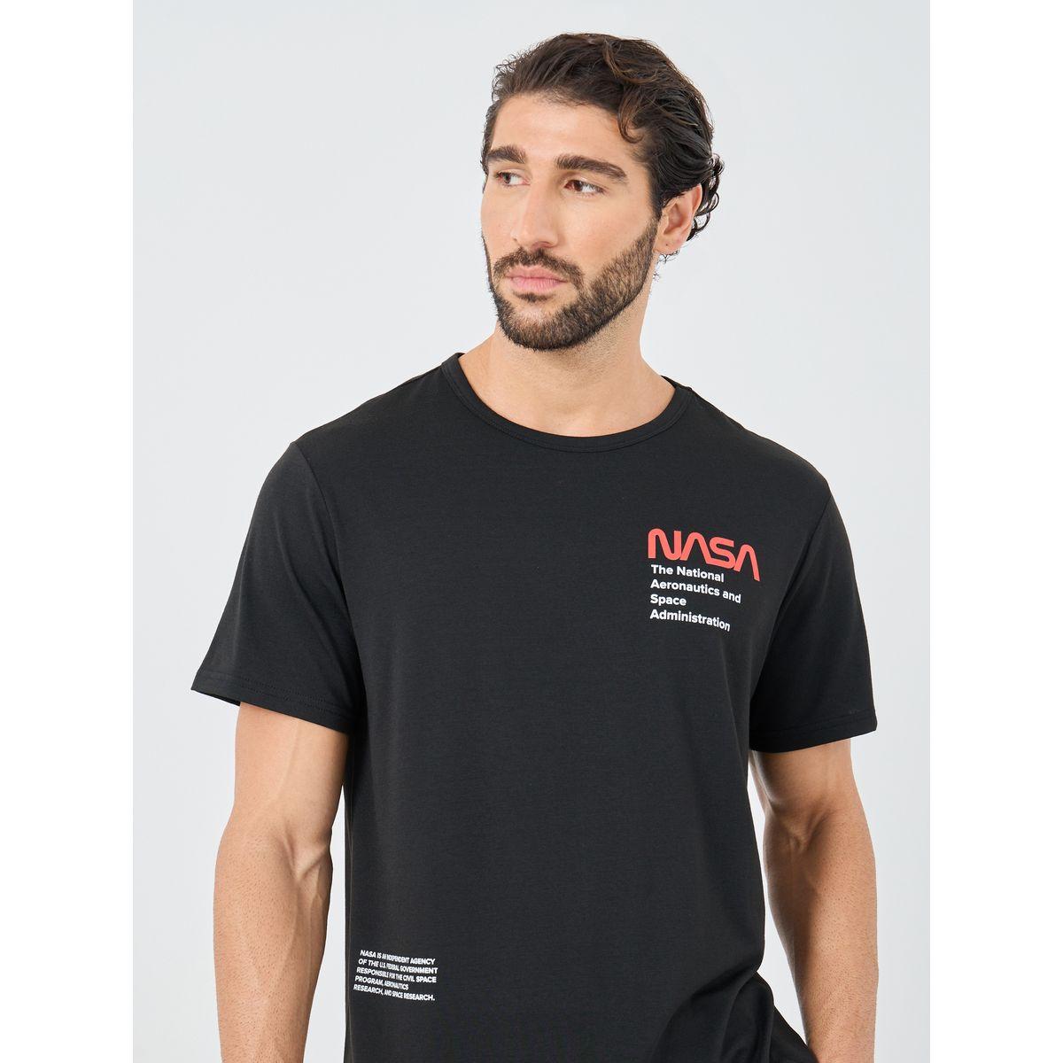 Styli NASA Slogan Print Short Sleeve T-Shirt and Shorts Set-men-clothing-nightwear-sets-image-3