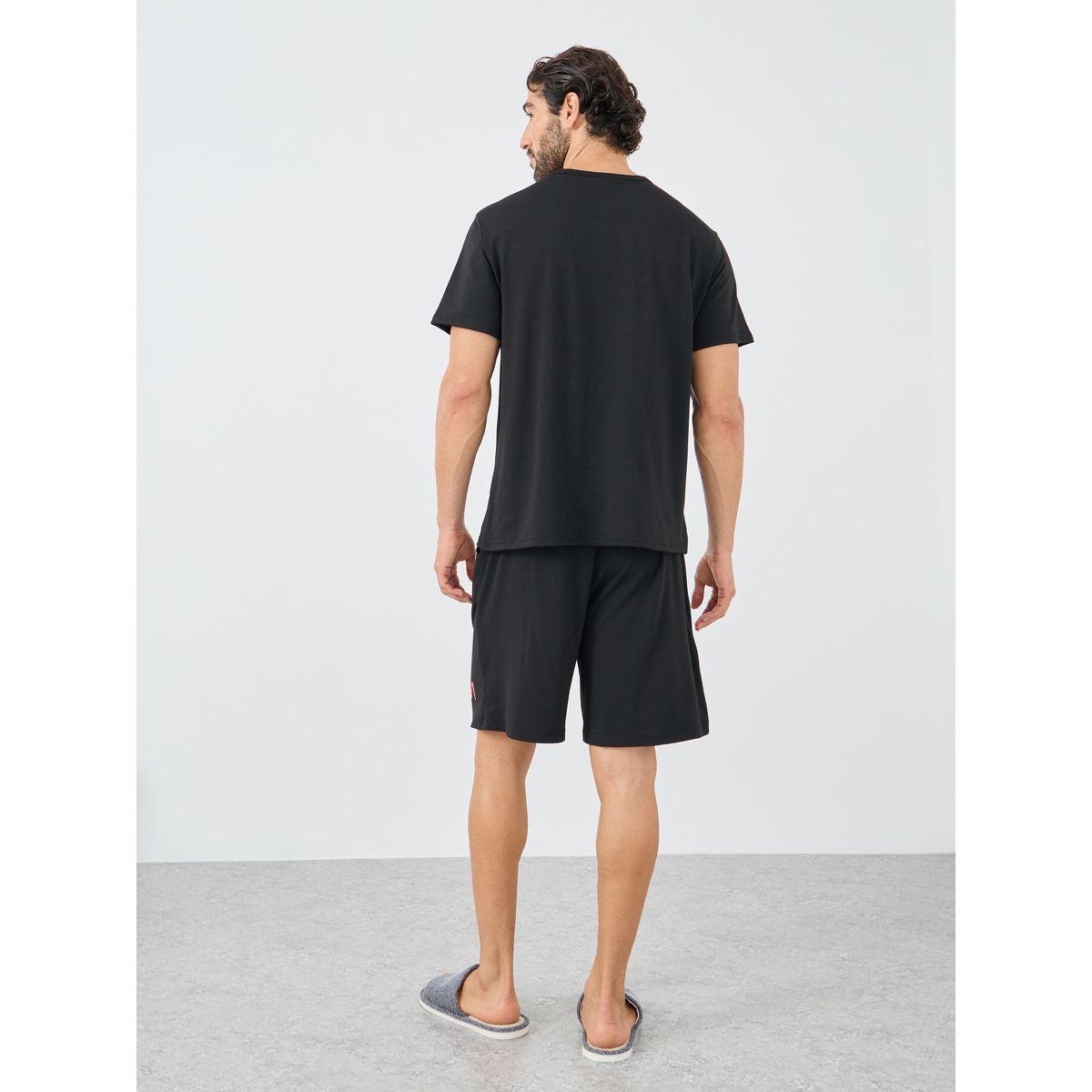 Styli NASA Slogan Print Short Sleeve T-Shirt and Shorts Set-men-clothing-nightwear-sets-image-4