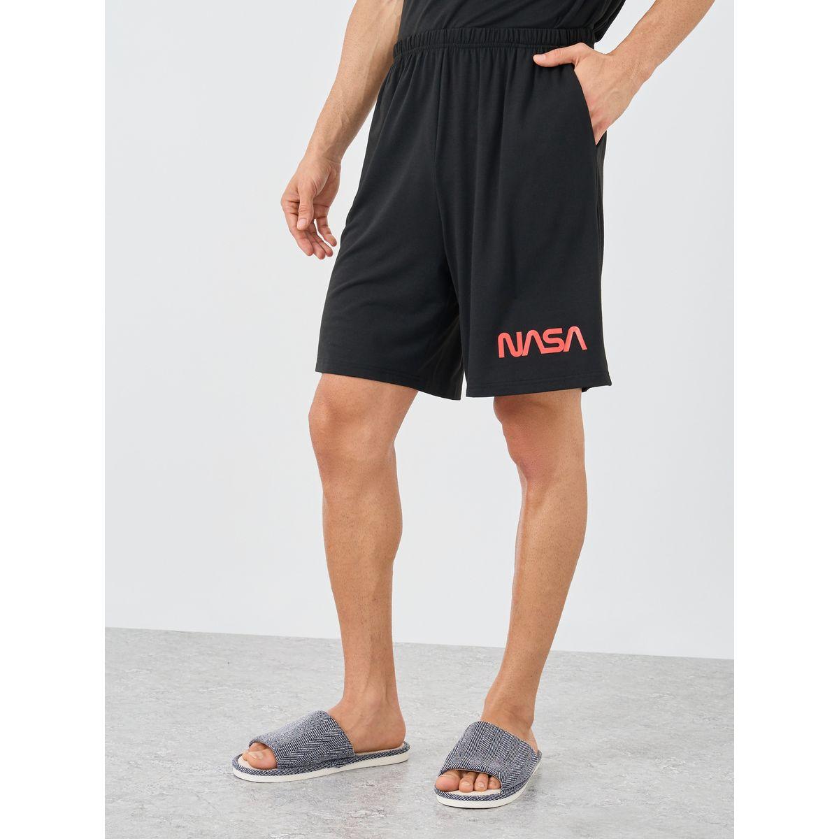 Styli NASA Slogan Print Short Sleeve T-Shirt and Shorts Set-men-clothing-nightwear-sets-image-5
