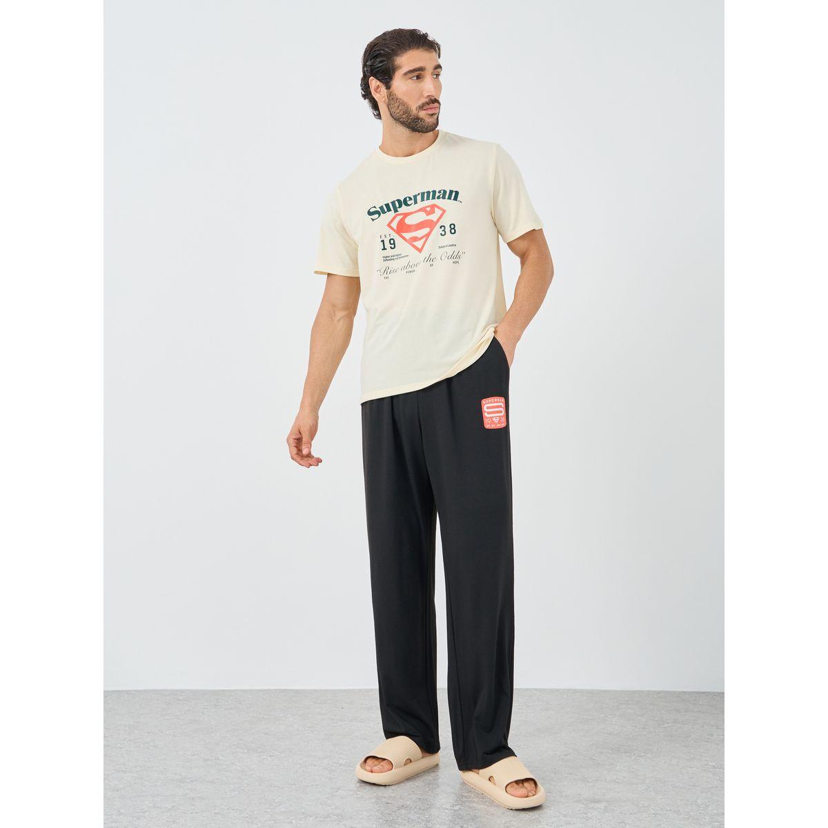 Styli Superman Graphic Print T-Shirt and Placement Print Pyjama Set-men-clothing-nightwear-sets-image-1
