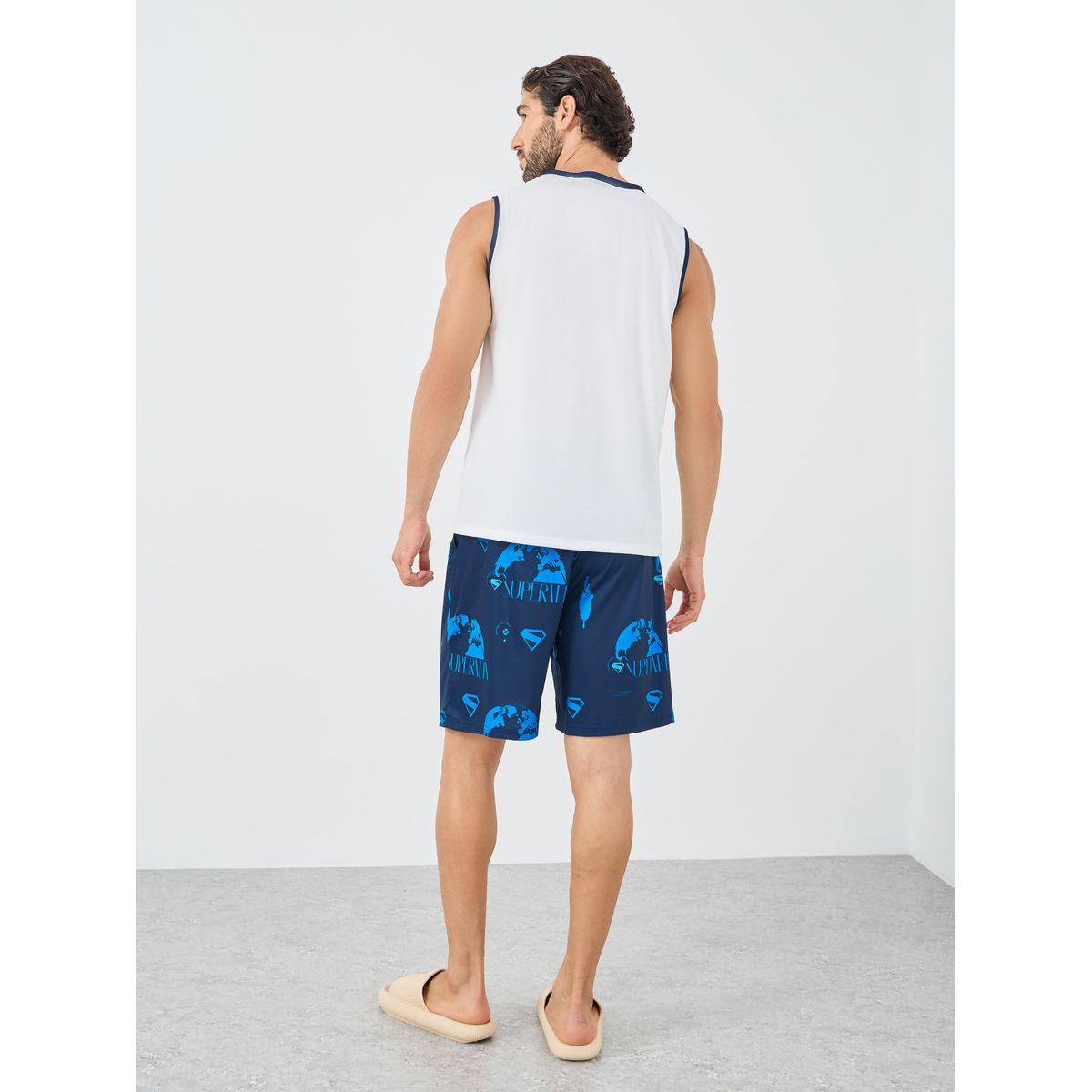 طقم من شورت بيجاما وتيشيرت تانك بطبعة كتابة-men-clothing-nightwear-sets-image-4