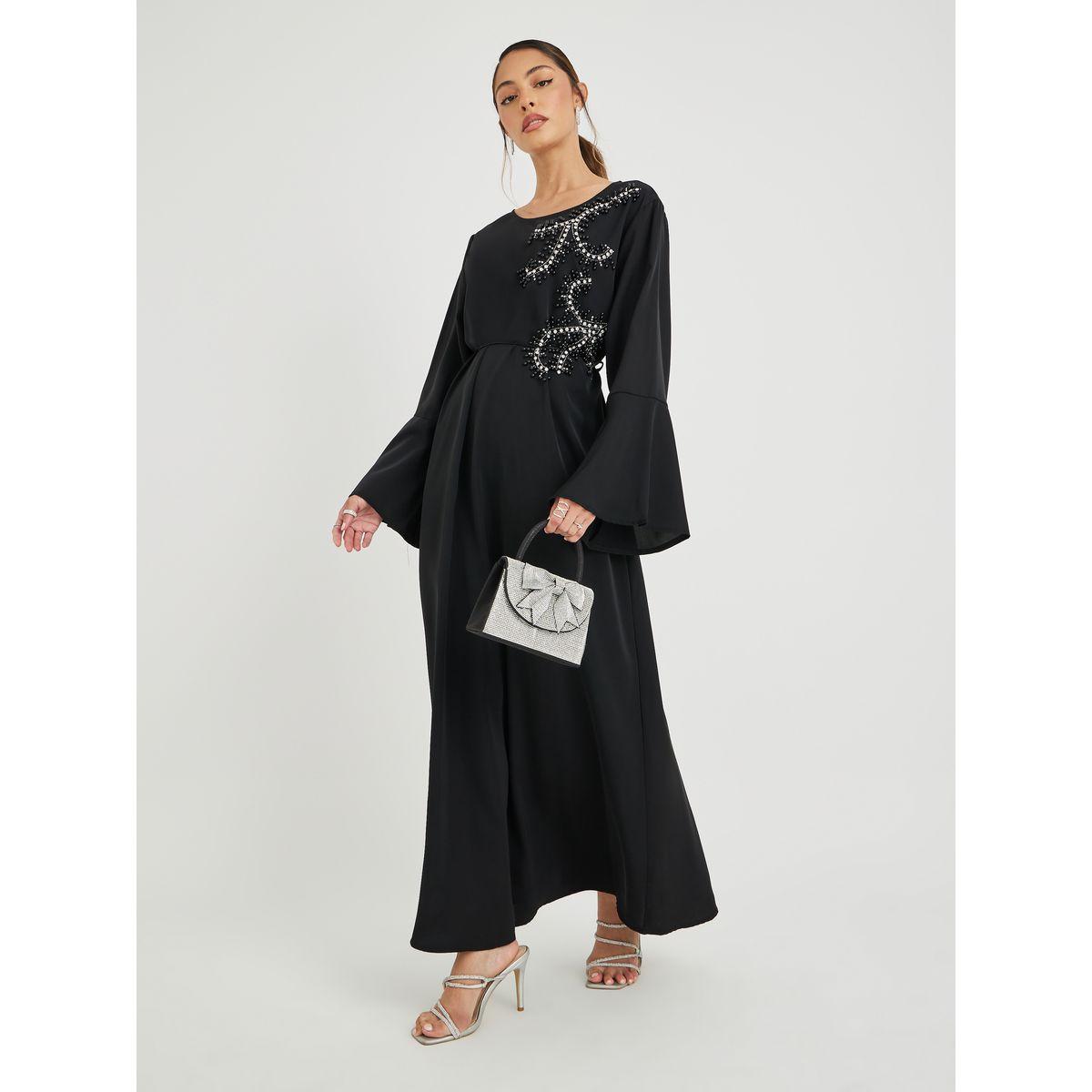 أميرة x ستايلي جلابية بتفاصيل مُنمقة مع ياقة دائرية-women-arabicclothing-jalabiyas-image-1