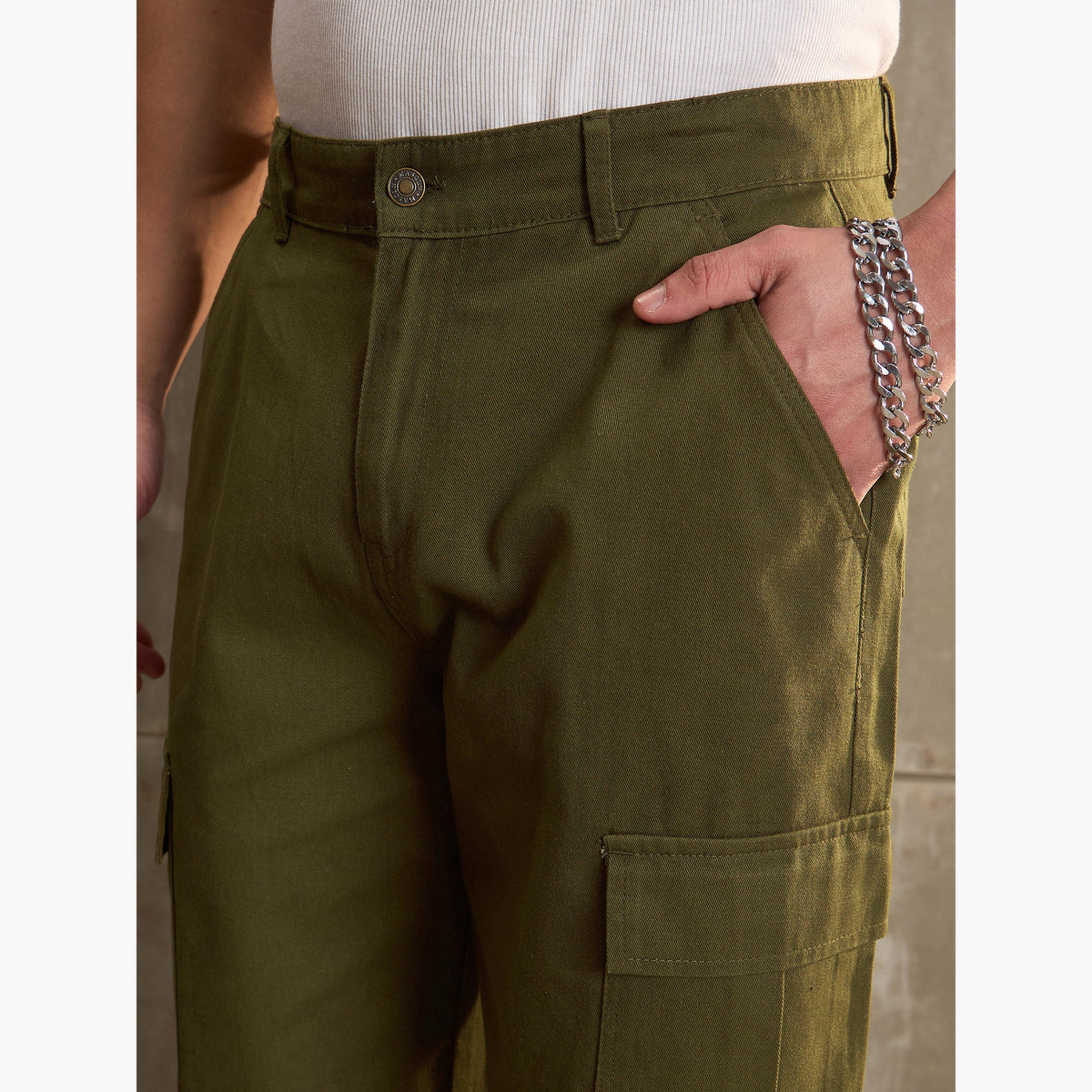 ساسافراس - بنطال كارغو واسع الساق من قماش التويل الأخضر-women-clothing-bottoms-trousers-image-4
