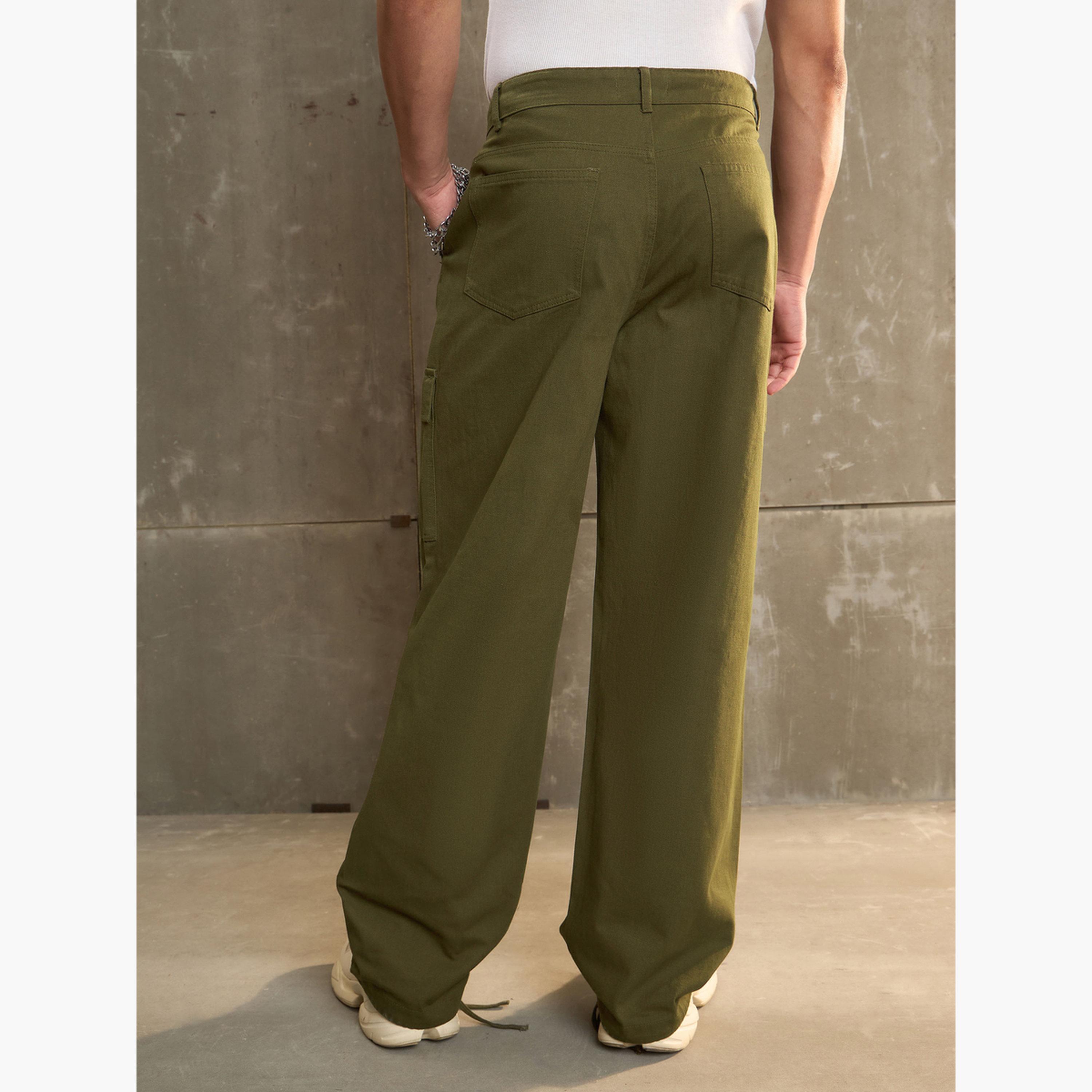 ساسافراس - بنطال كارغو واسع الساق من قماش التويل الأخضر-women-clothing-bottoms-trousers-image-5