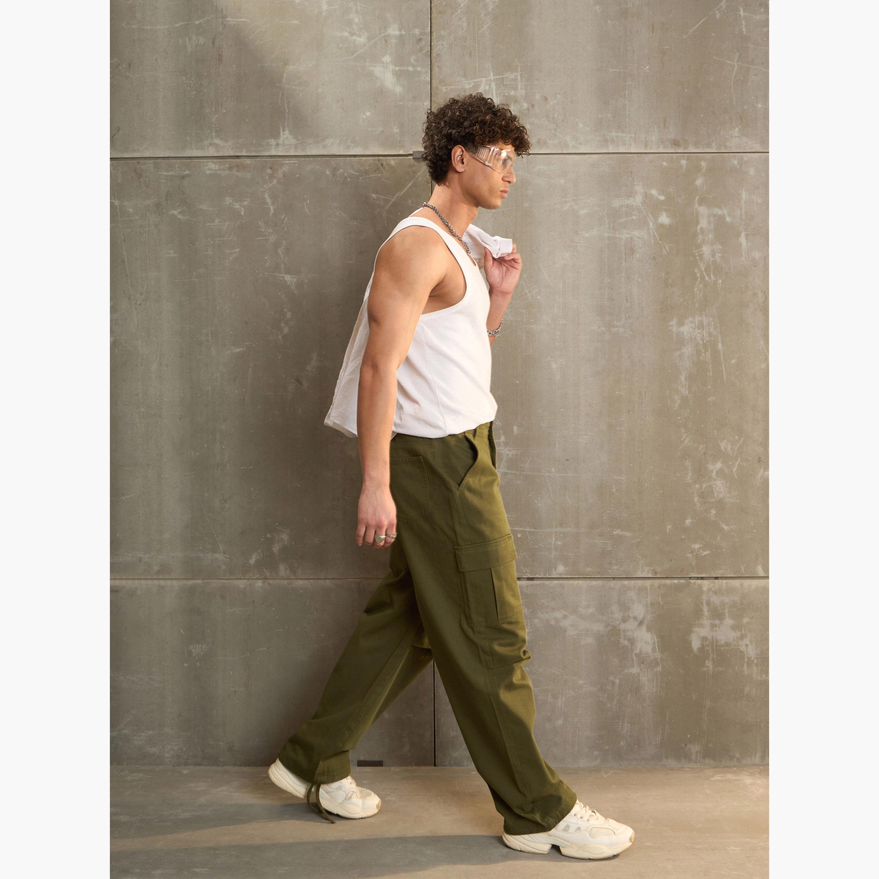 ساسافراس - بنطال كارغو واسع الساق من قماش التويل الأخضر-women-clothing-bottoms-trousers-image-6
