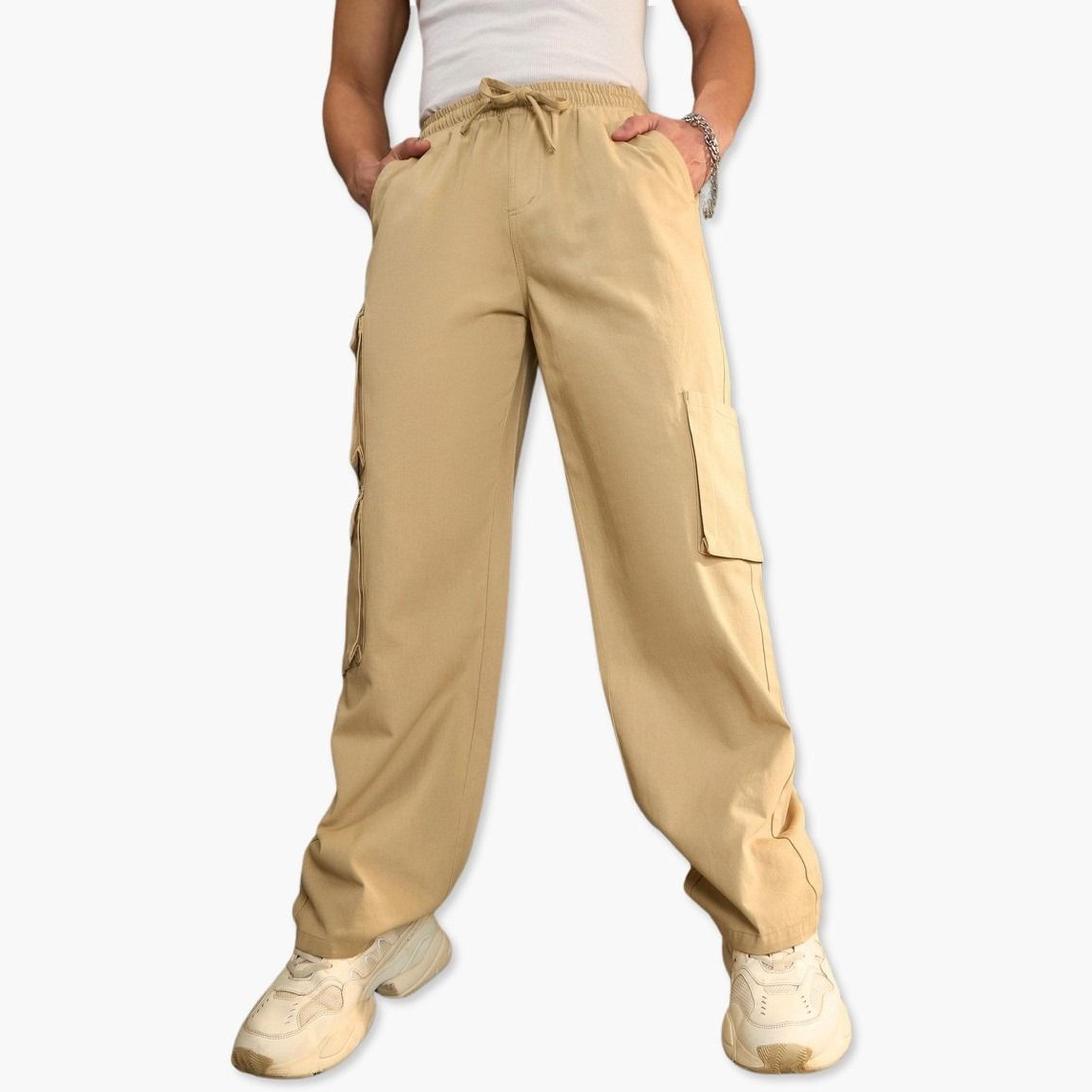 Sassafras Beige Wide Leg Cargo Trousers-women-clothing-bottoms-trousers-image-1