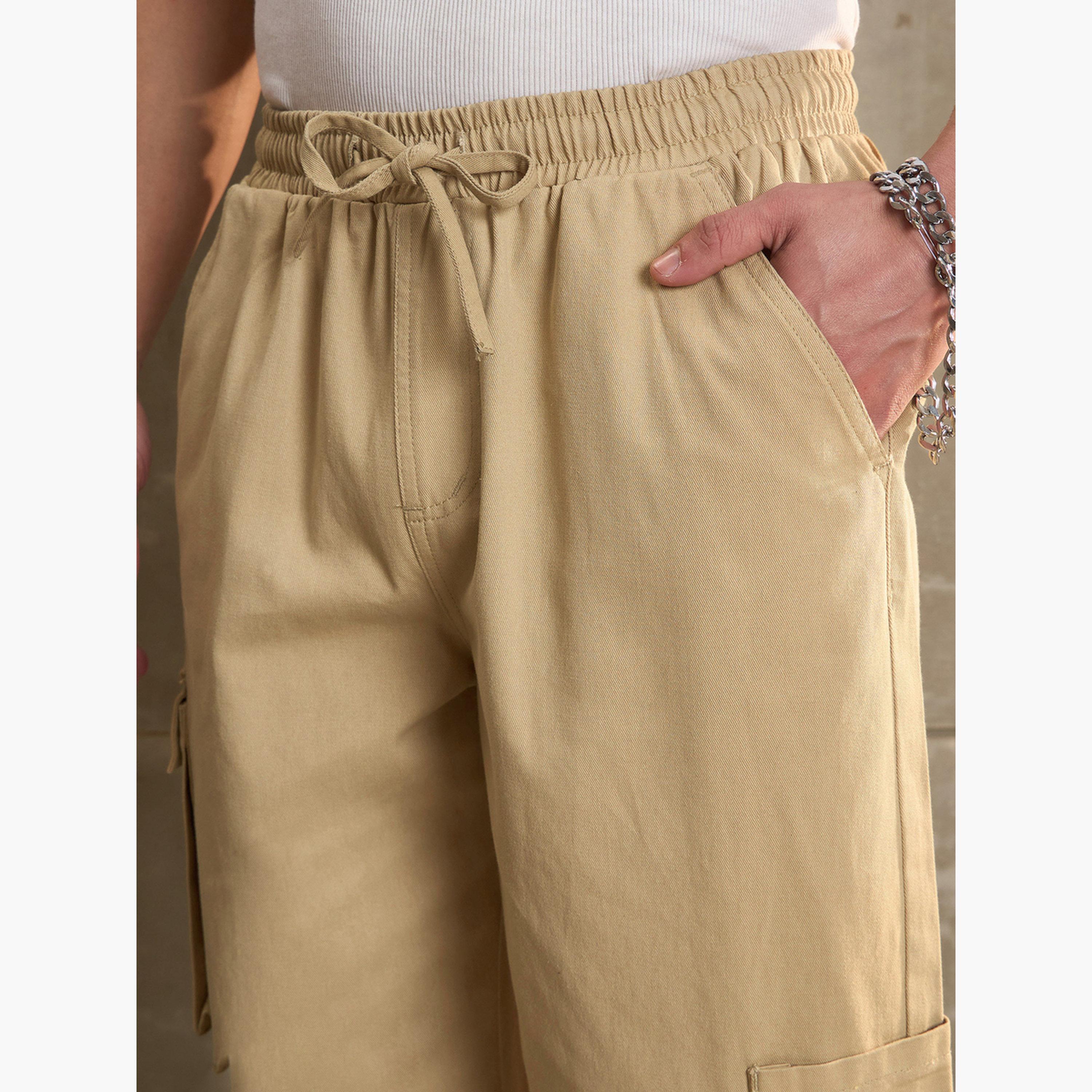 ساسافراس - بنطال كارغو واسع الساق باللون البيج-women-clothing-bottoms-trousers-image-4