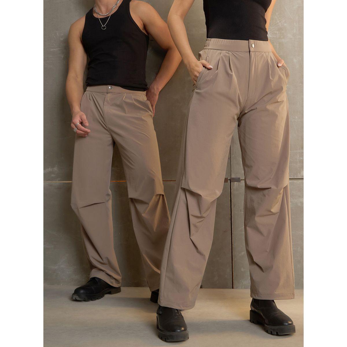 Sassafras Solid Front Pleated Baggy Parachute Pants-men-clothing-bottoms-joggers-image-1