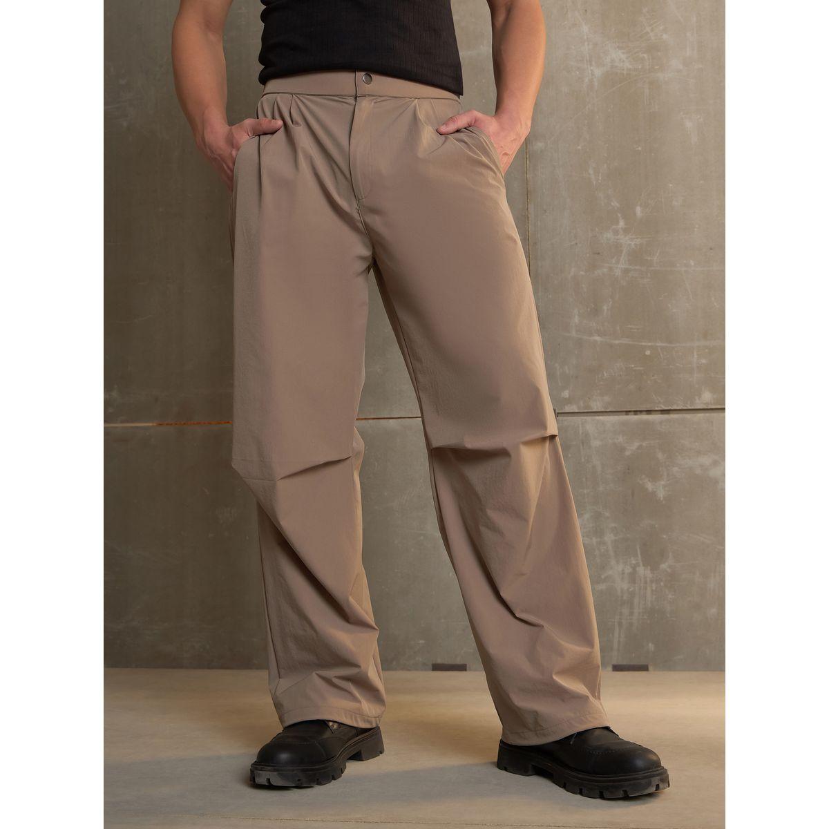 Sassafras Solid Front Pleated Baggy Parachute Pants-men-clothing-bottoms-joggers-image-3