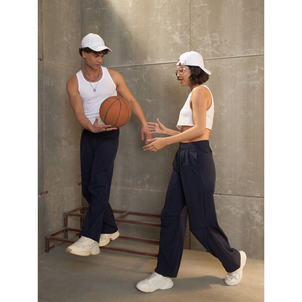 Sassafras Solid Front Pleated Baggy Parachute Pants-women-clothing-bottoms-trousers-image-3