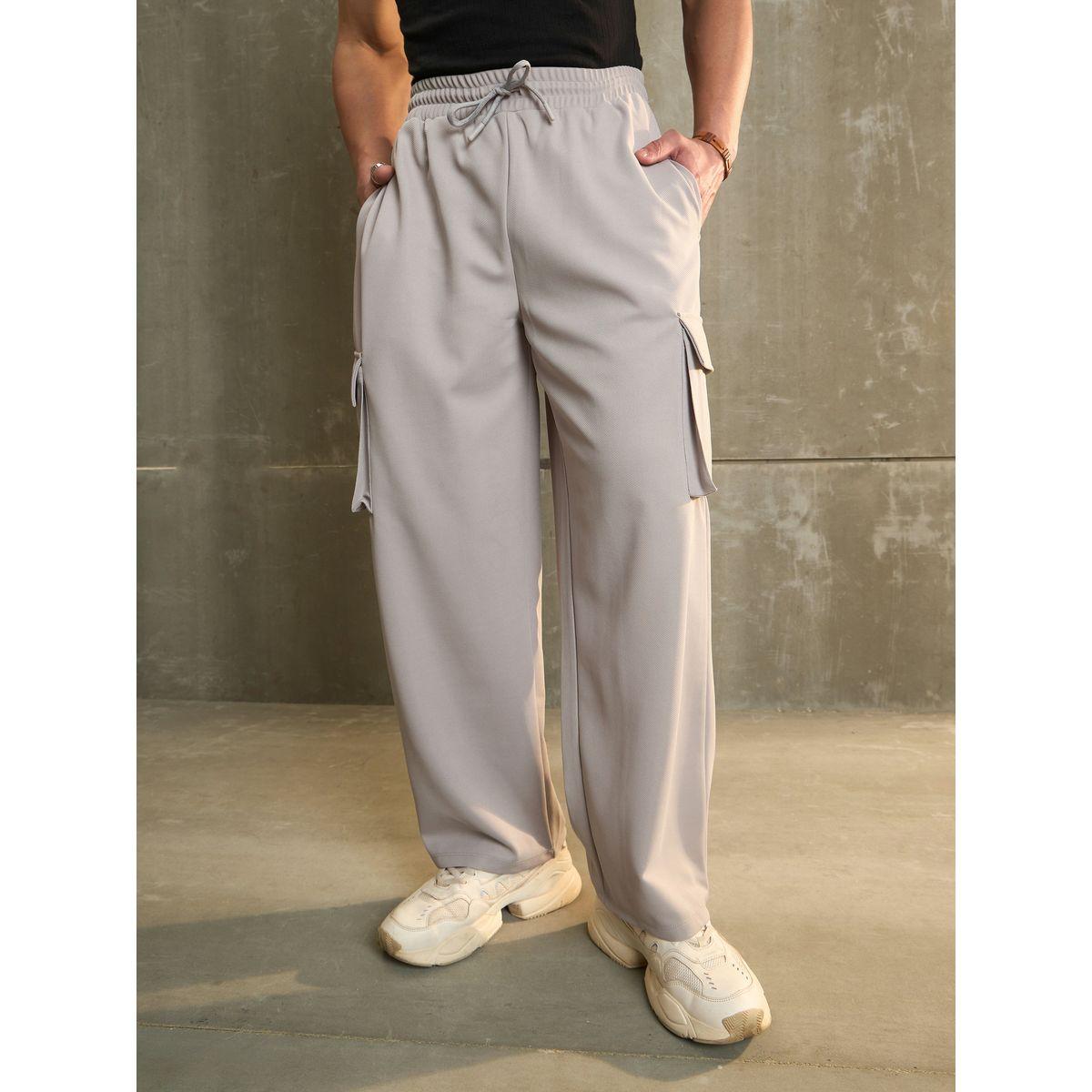 بنطال بأرجل واسعة وخصر متوسط مع جيوب-women-clothing-bottoms-trousers-image-1