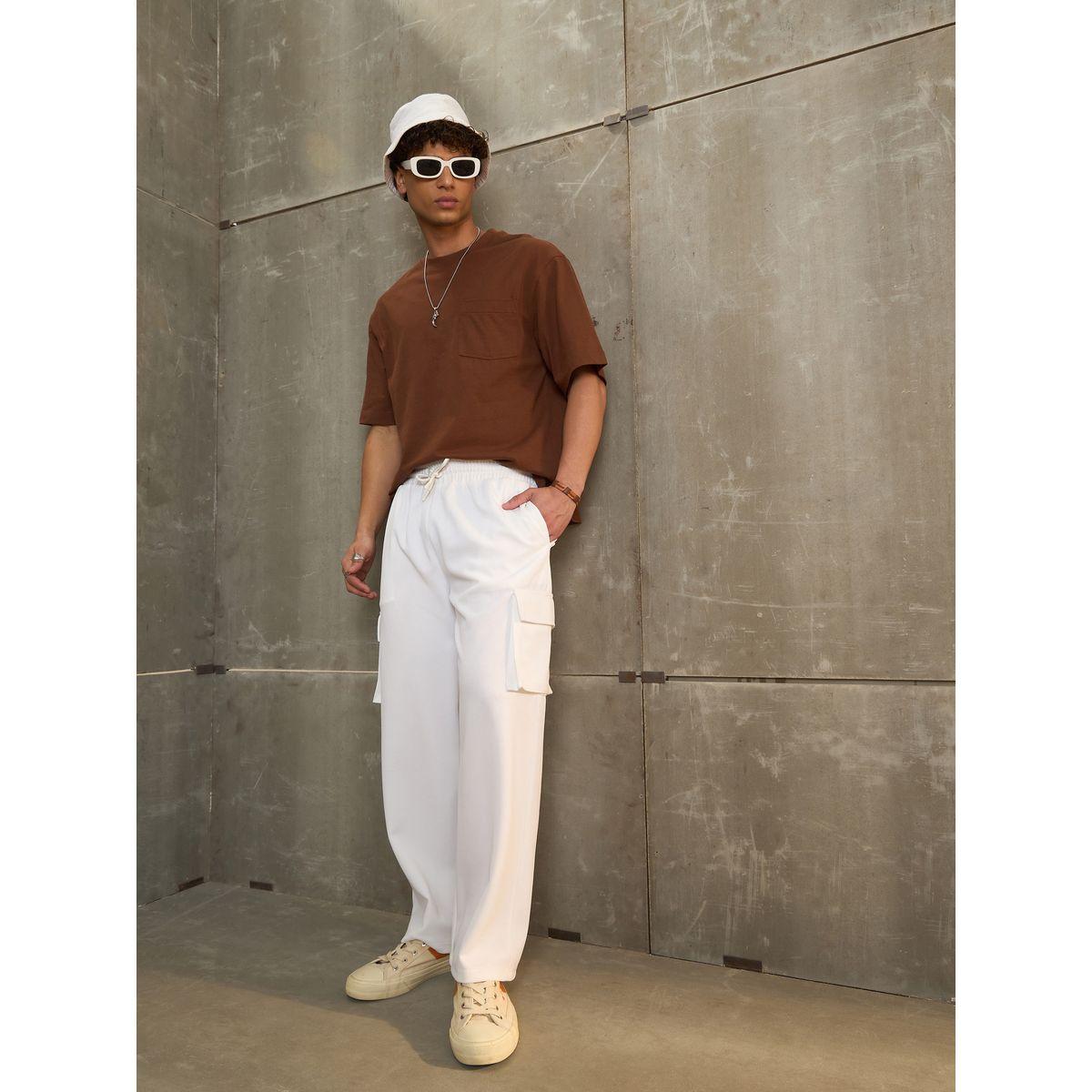 بنطال بقصة عادية وخصر متوسط مع جيوب-women-clothing-bottoms-trousers-image-2