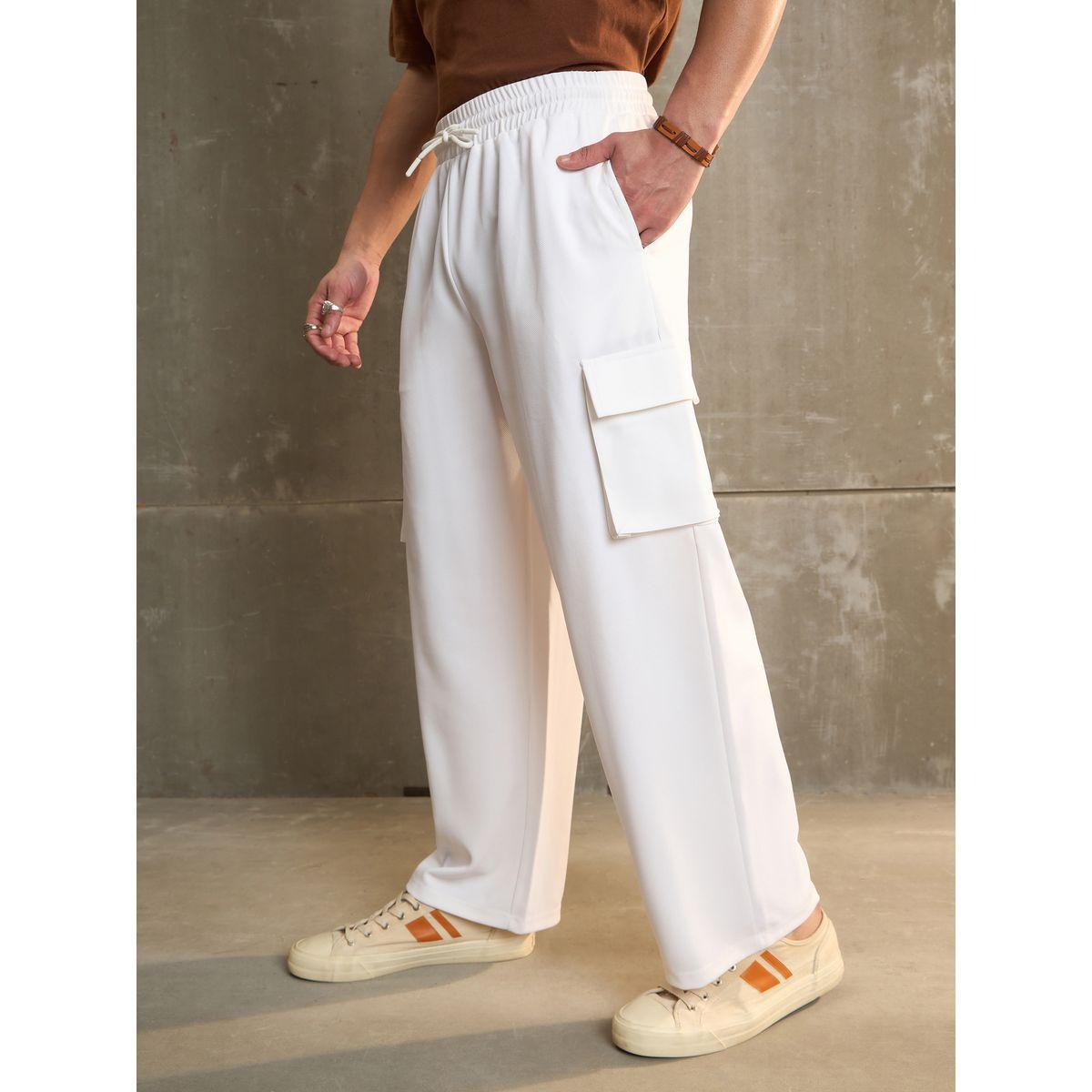 بنطال بقصة عادية وخصر متوسط مع جيوب-women-clothing-bottoms-trousers-image-3