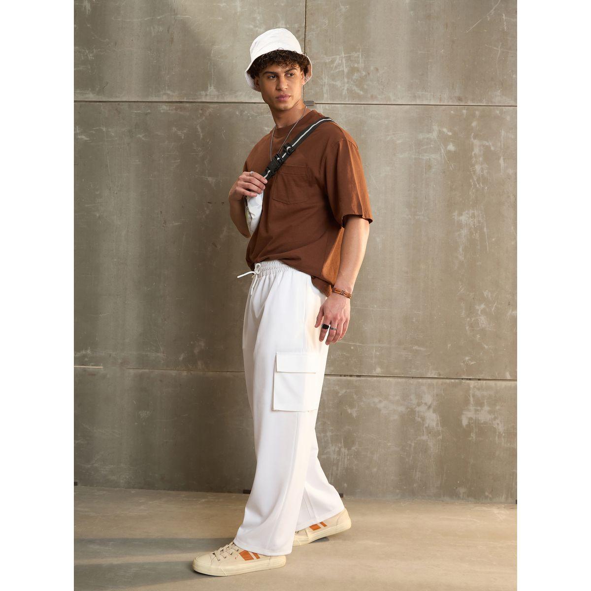 بنطال بقصة عادية وخصر متوسط مع جيوب-women-clothing-bottoms-trousers-image-6
