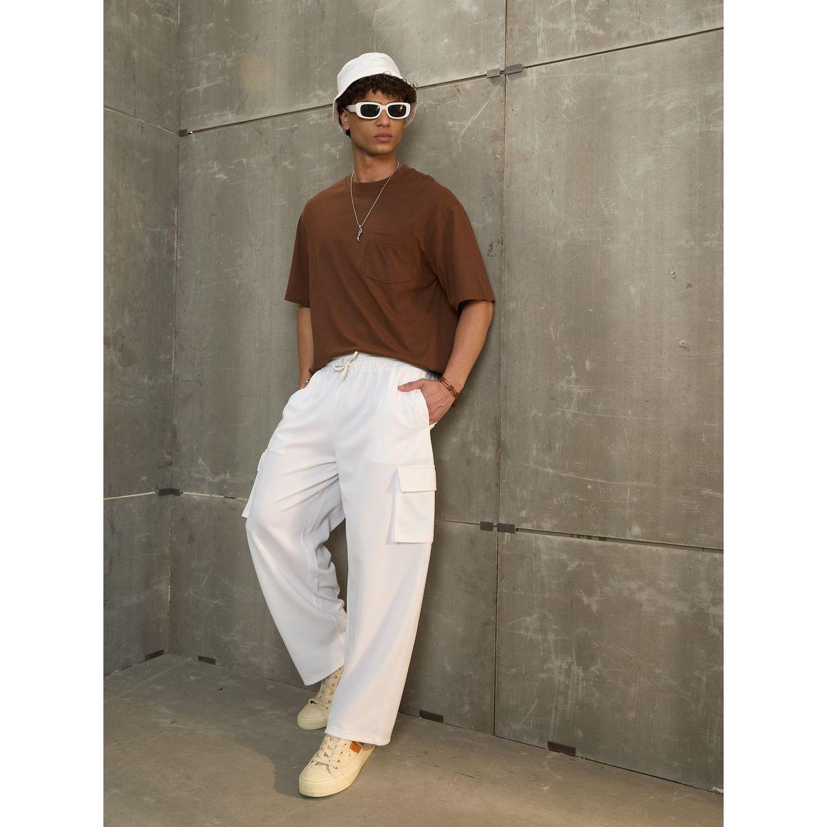 بنطال بقصة عادية وخصر متوسط مع جيوب-women-clothing-bottoms-trousers-image-8