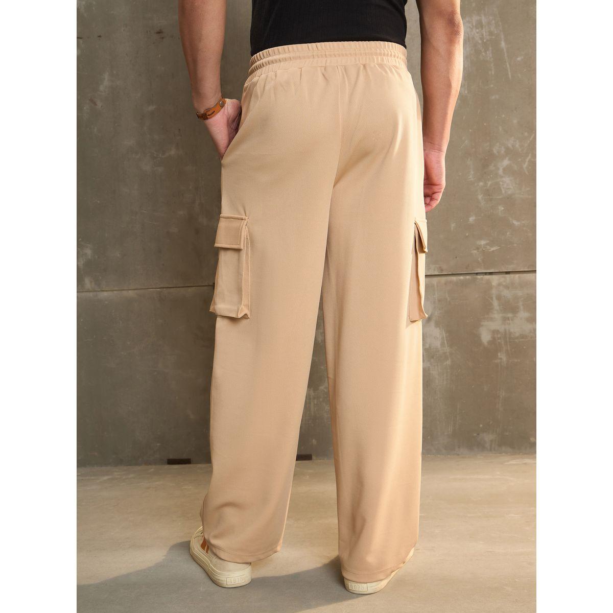 Sassafras Beige Solid Drawstring Waist Wide Leg Pants-women-clothing-bottoms-trousers-image-5