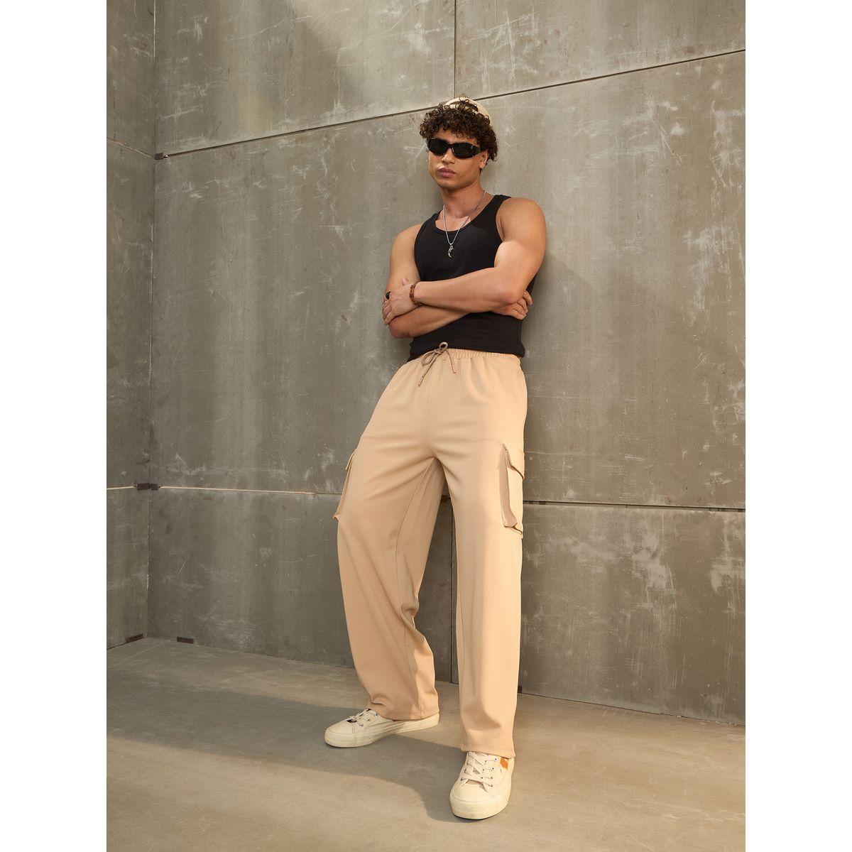 Sassafras Beige Solid Drawstring Waist Wide Leg Pants-women-clothing-bottoms-trousers-image-6
