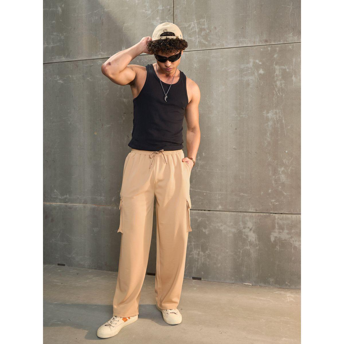 Sassafras Beige Solid Drawstring Waist Wide Leg Pants-women-clothing-bottoms-trousers-image-7