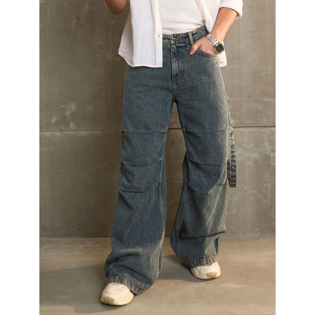 Sassafras Washed Knee Pleated Wide Leg Jeans-men-clothing-bottoms-jeans-image-1