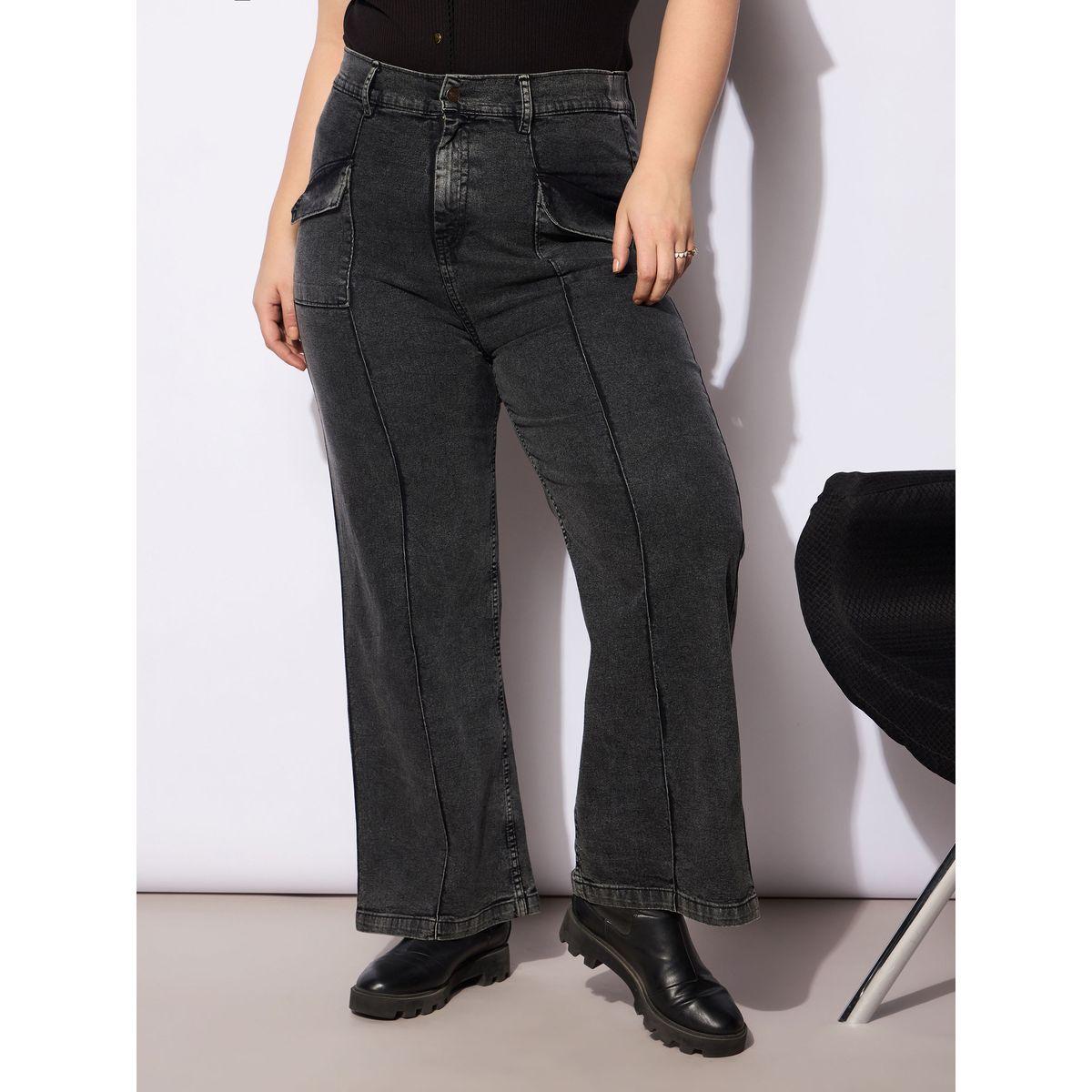 Sassafras Plus Size Straight Fit Jeans with Front Seam Detail-women-clothing-bottoms-jeans-image-1