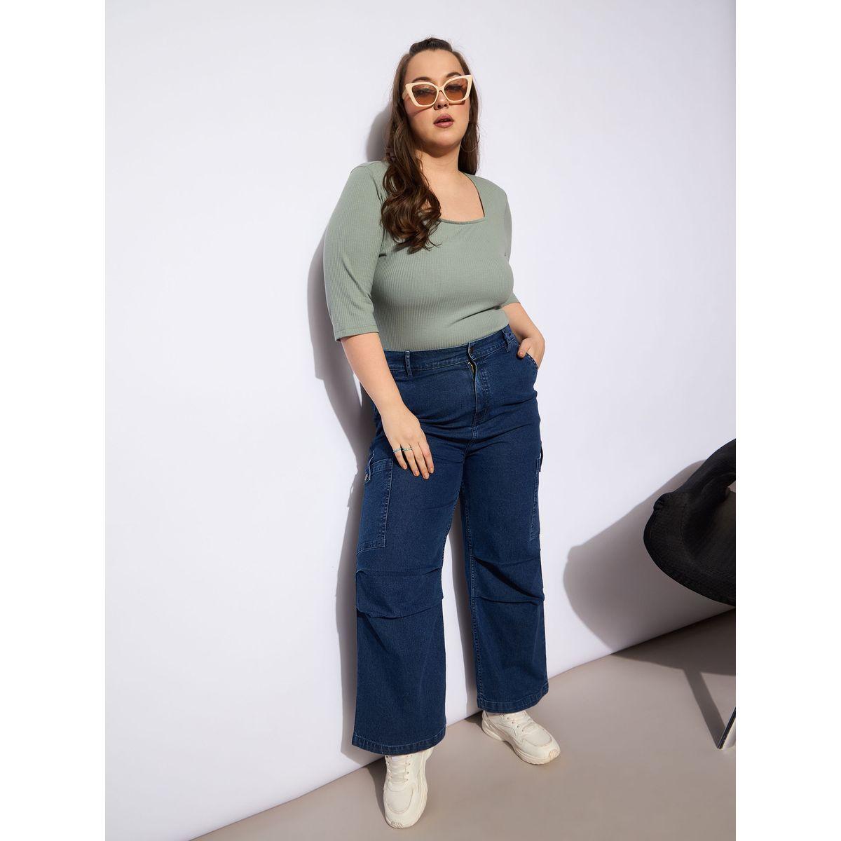 Sassafras Plus Size Straight Fit Jeans with Side Pockets Details-women-clothing-bottoms-jeans-image-2