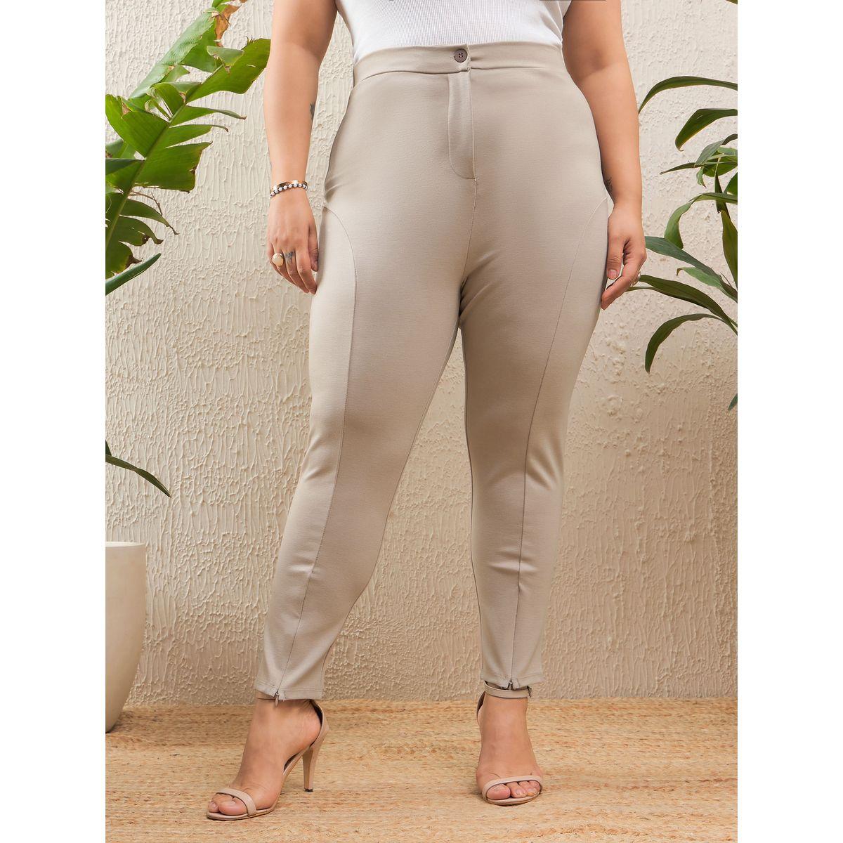 Sassafras Plus Size Solid Flat Front Mom Fit Pants-women-clothing-bottoms-trousers-image-1