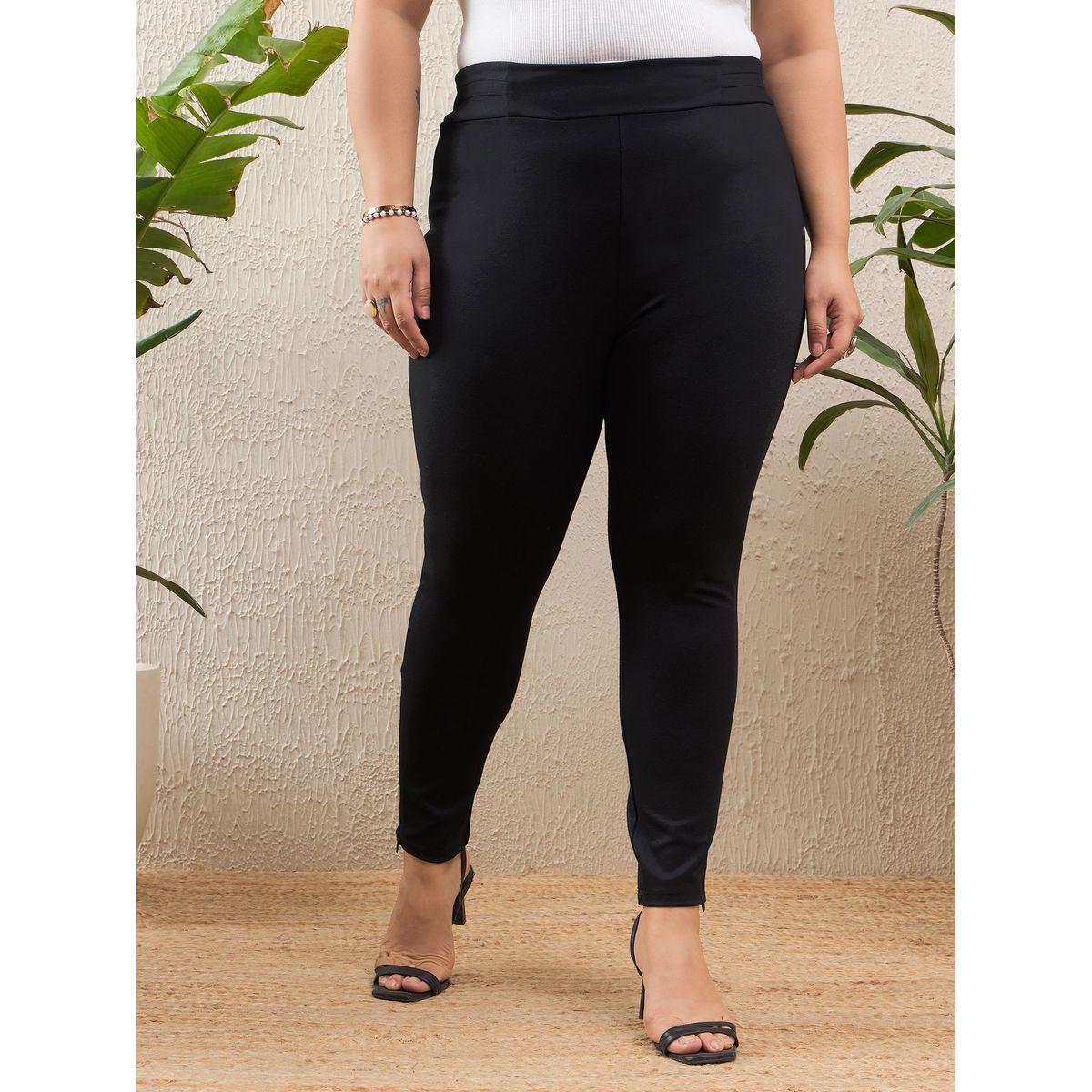 جيقنز مقاس كبير بخصر عالي وسحَّاب غلق جانبي-women-clothing-bottoms-trousers-image-1