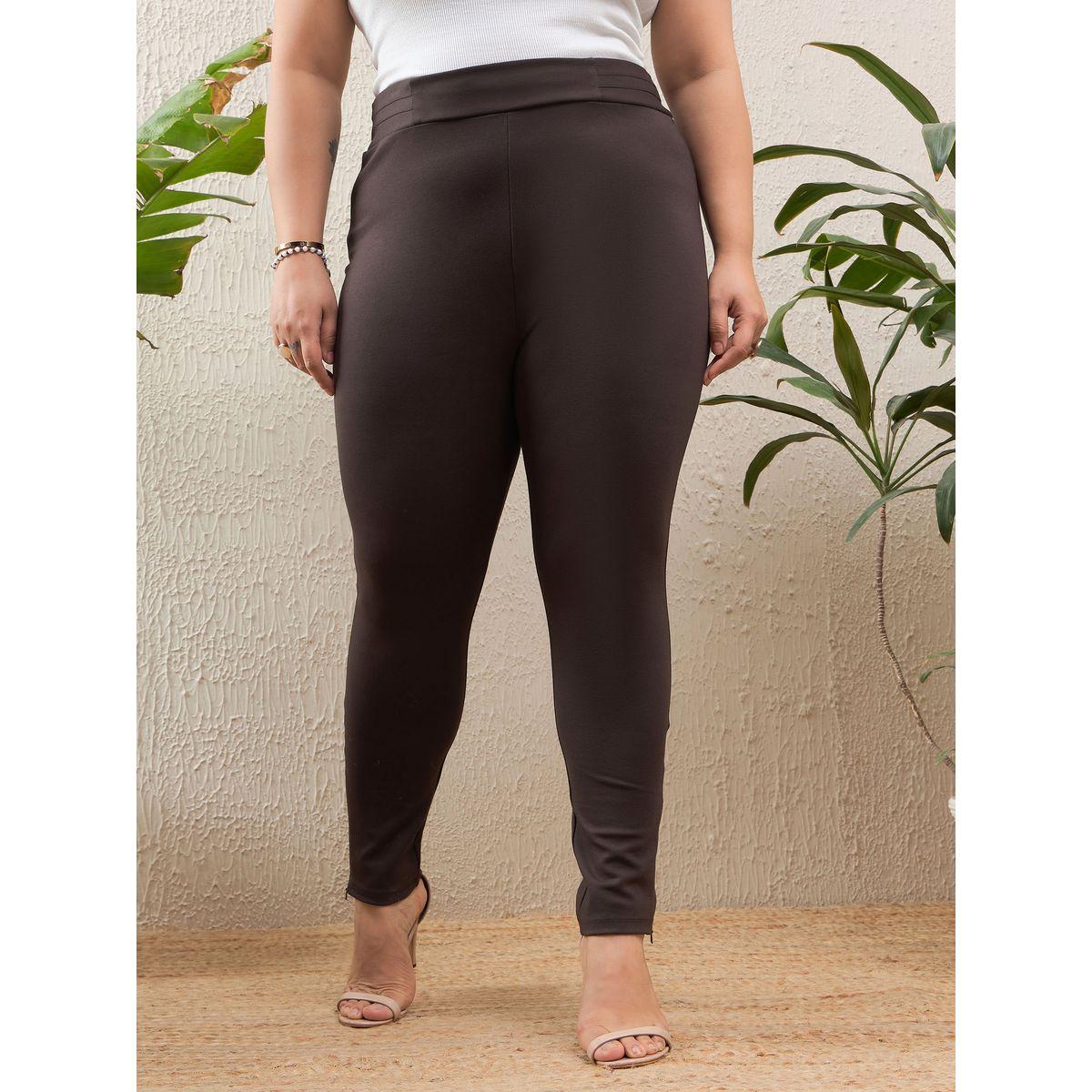 جيقنز مقاس كبير بخصر عالي وسحَّاب غلق جانبي-women-clothing-bottoms-trousers-image-1
