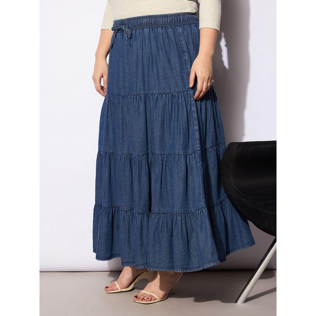 Sassafras Plus Size A-Line Tiered Maxi Skirt with Drawstring-women-clothing-bottoms-skirts-image-3