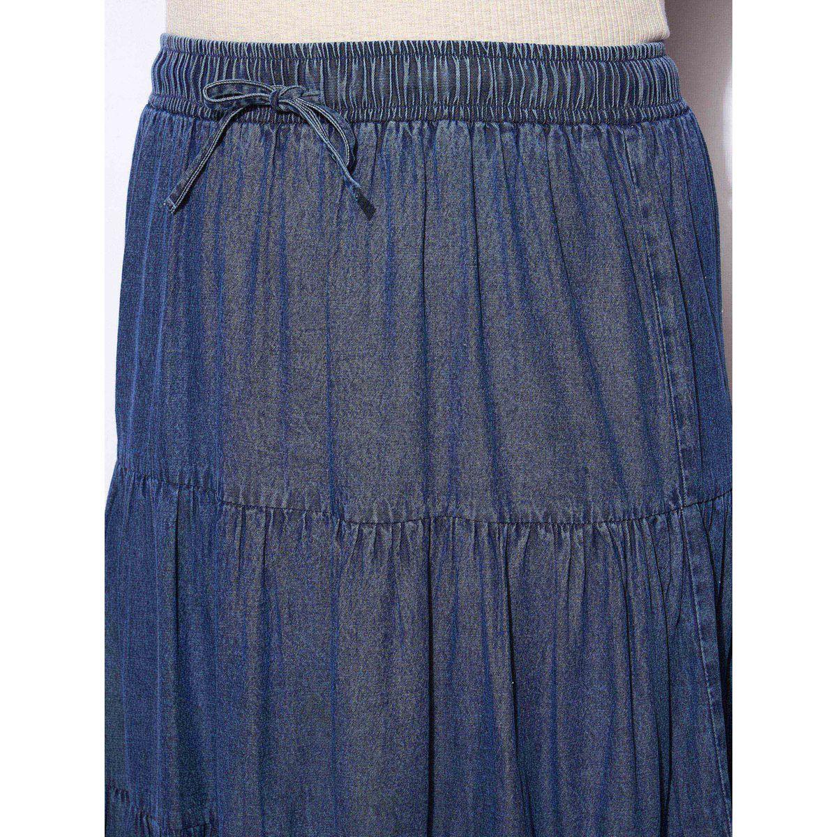 Sassafras Plus Size A-Line Tiered Maxi Skirt with Drawstring-women-clothing-bottoms-skirts-image-4