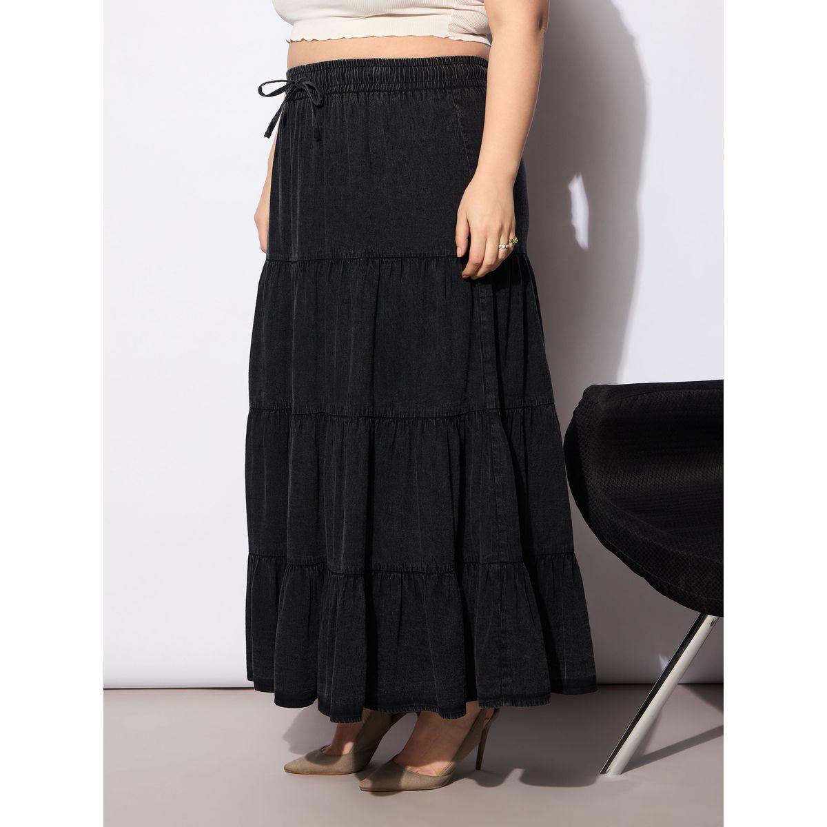 Sassafras Plus Size A-Line Tiered Maxi Skirt with Drawstring-women-clothing-bottoms-skirts-image-3
