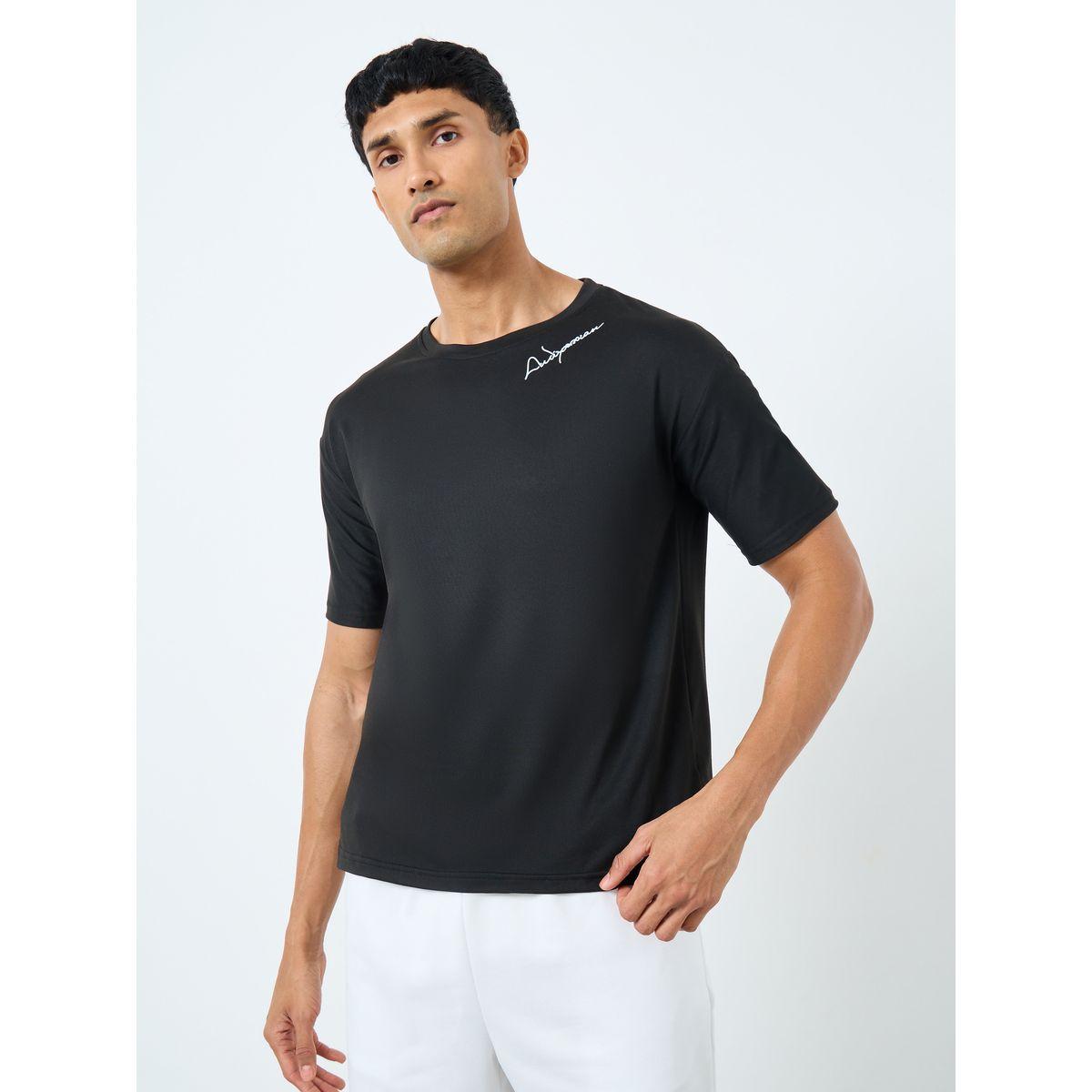 Styli Men Black Slogan Print Regular Fit T-Shirt-men-clothing-tshirtsandpolos-tshirts-image-1