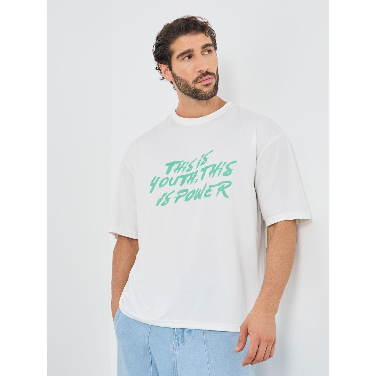 Styli Slogan Print Round Neck Oversized T-Shirt-men-clothing-tshirtsandpolos-tshirts-image-1