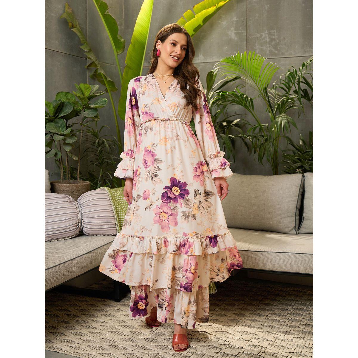 فستان طويل واسع مطبع بطبعة زهور وكشكش-women-clothing-ethnicwear-dresses-image-6