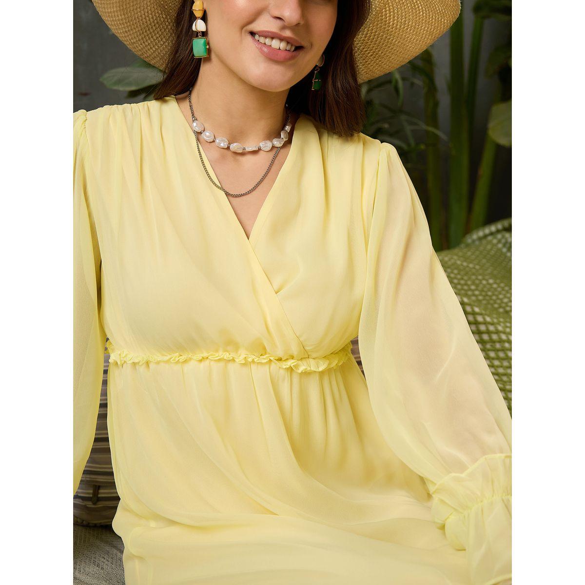 فستان طويل بكسرات وتفاصيل كشكش-women-clothing-ethnicwear-dresses-image-4