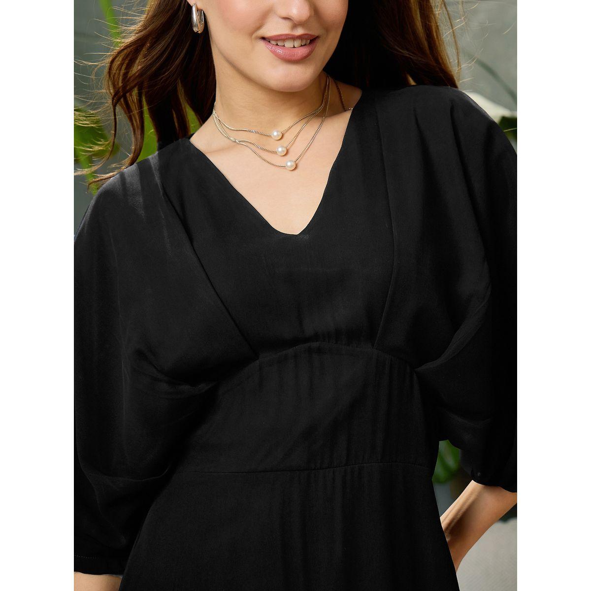 فستان طويل سادة بأكمام كيمونو-women-clothing-ethnicwear-dresses-image-4