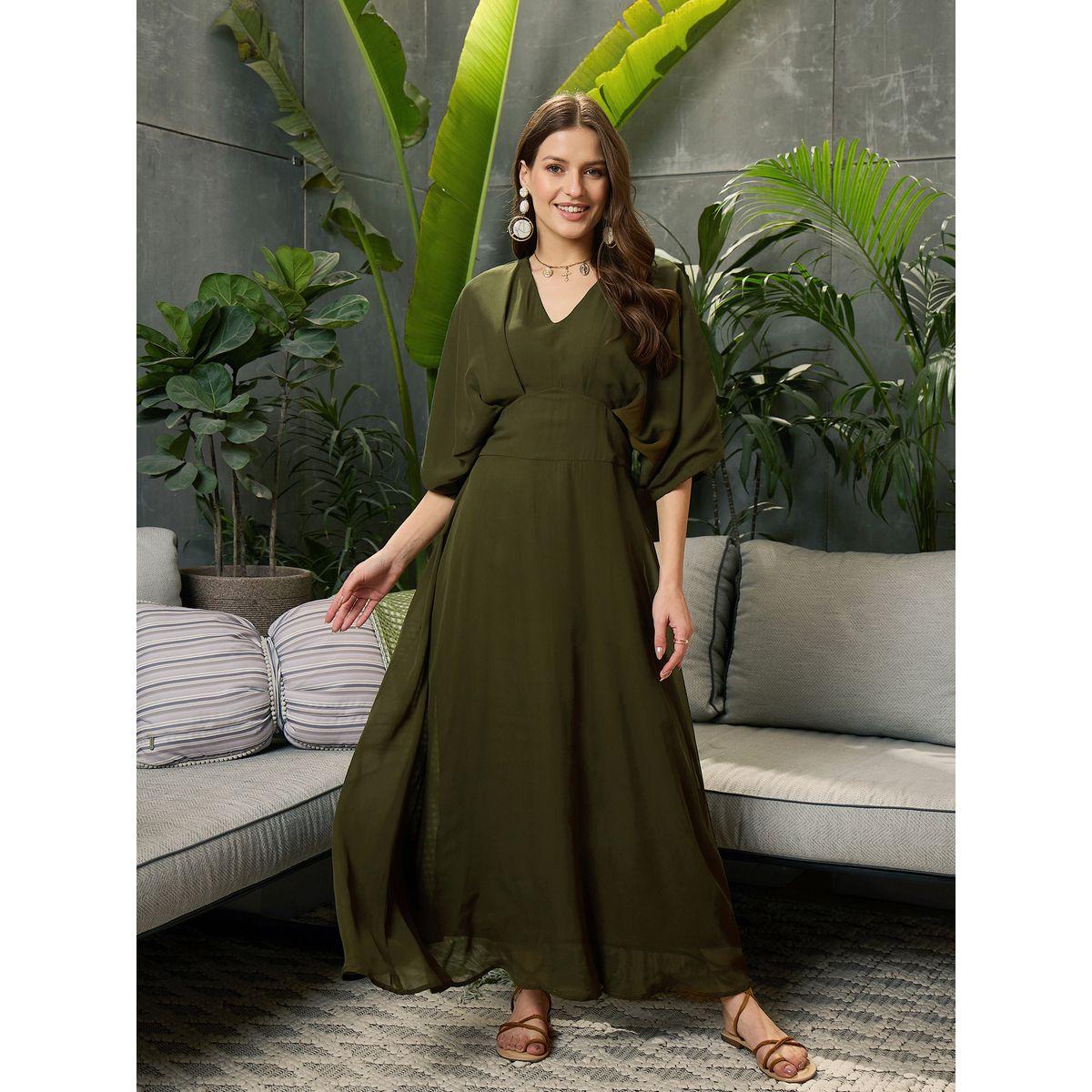 Sassafras Solid V-Neck Kimono Sleeve Maxi Dress-women-clothing-ethnicwear-dresses-image-7