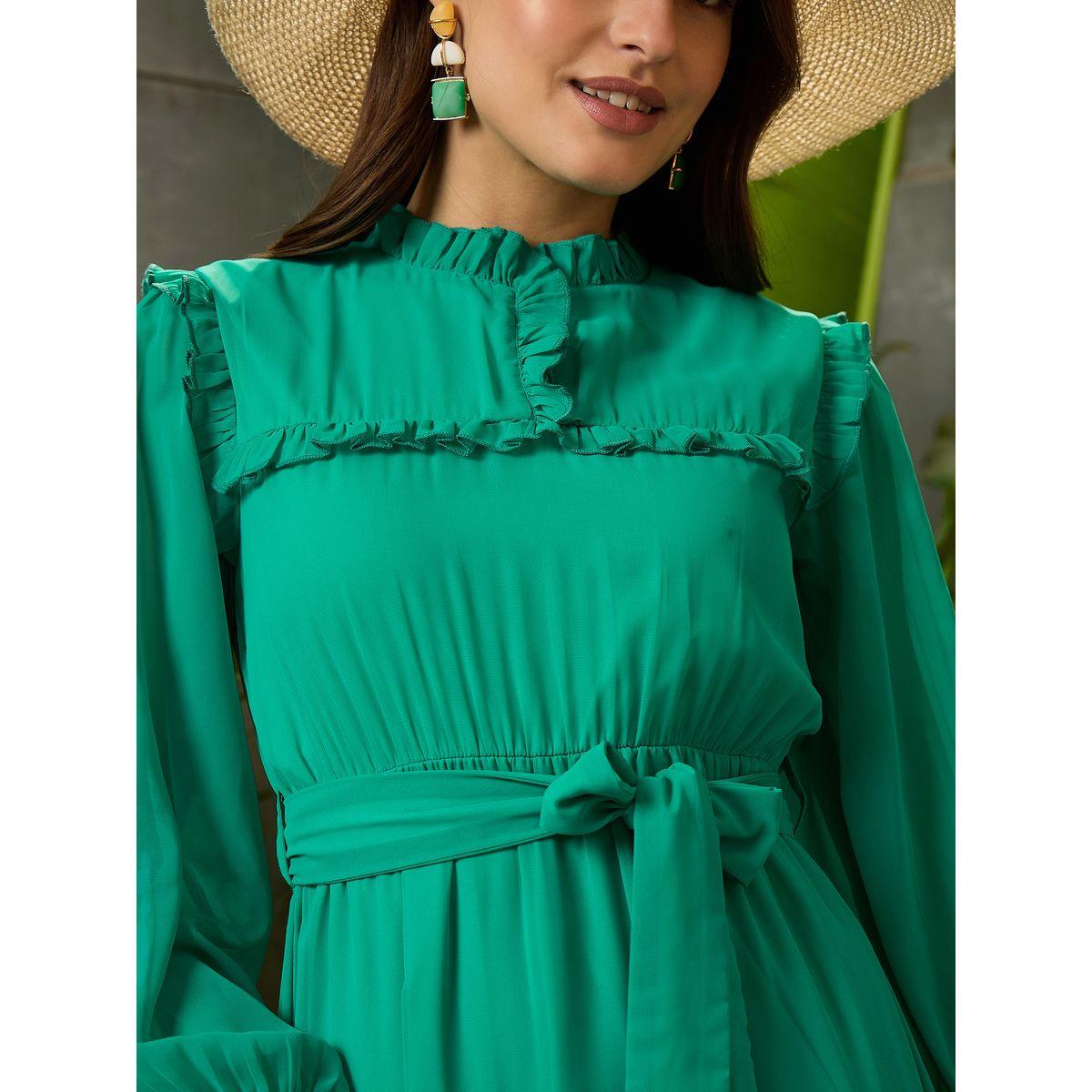 Sassafras Ruffled Detail Waist Tie-Up Tiered Maxi Dress-women-clothing-ethnicwear-dresses-image-4